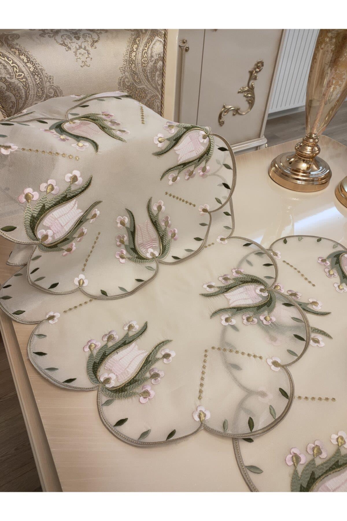 Nakış Işlemeli Özel Ödemiş Ipek 5 Parça Salon Set