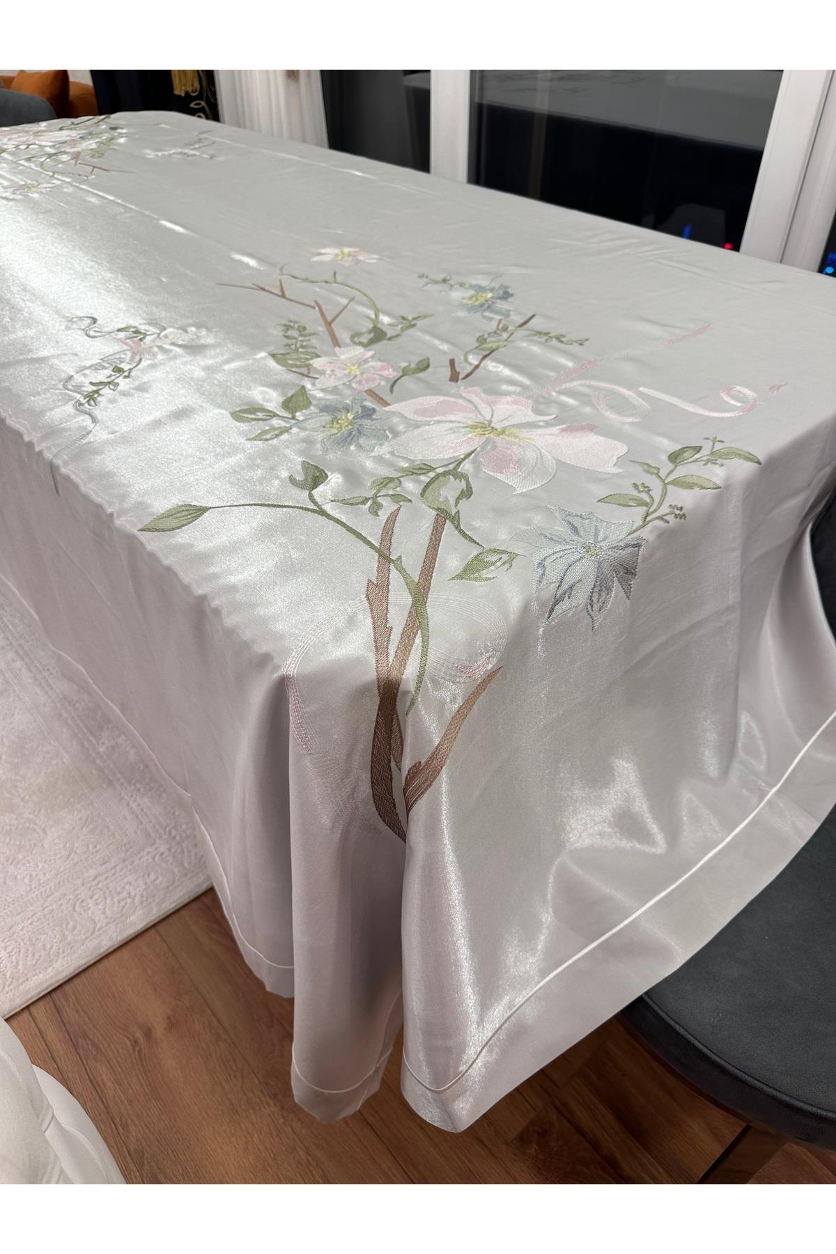 Nakışlı İşlemeli Bahar Dalı Masa Örtüsü