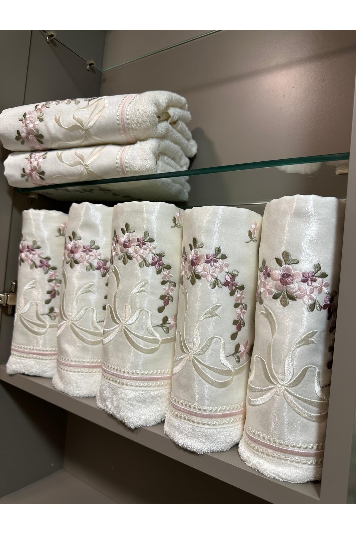 Yeni Model Havlu 1 Adet Nakış Işlemeli Bambu Yüz Havlusu 50*90 Cm