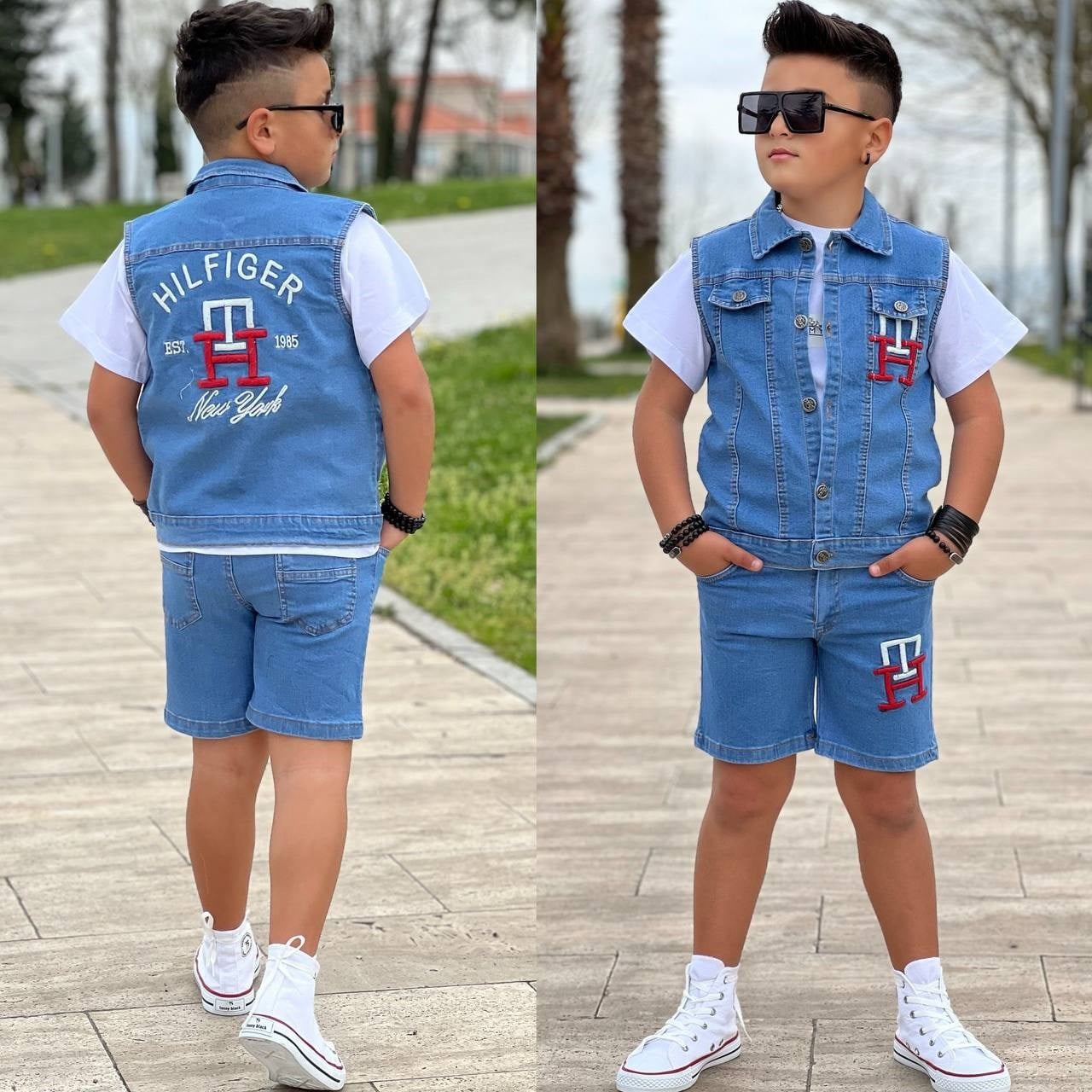Kot Yelekli 3 lü Takım - Mavi (3-12Yaş)