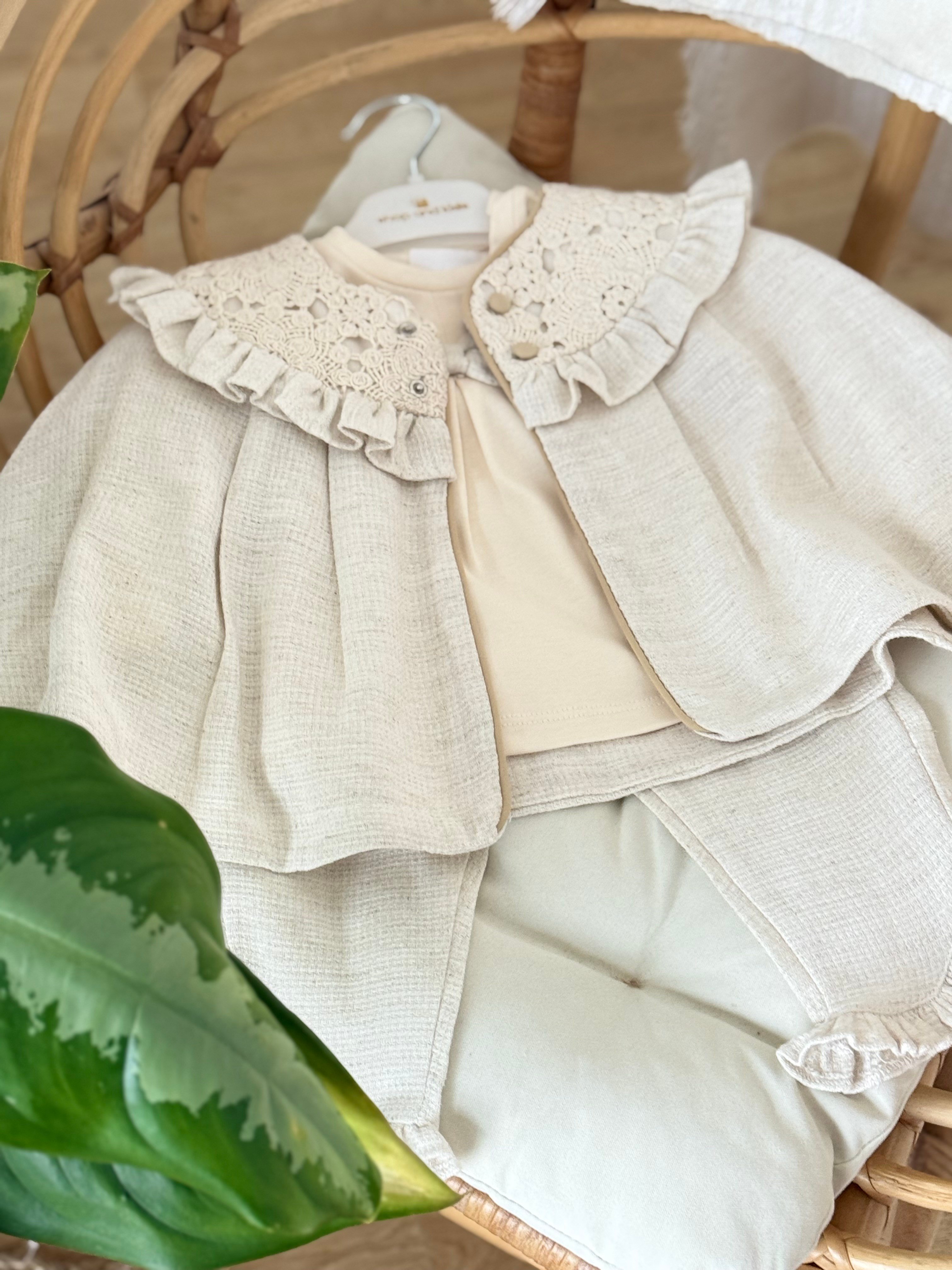 Aria Dantel Detay Pançolu 3 lü Takım - Bej (6ay-36ay)