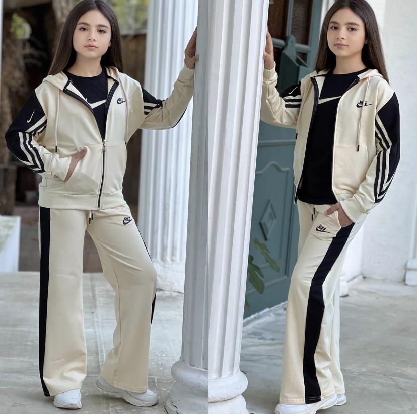 Bej Fermuarlı 3 Lü Takım  (4-16 yaş)