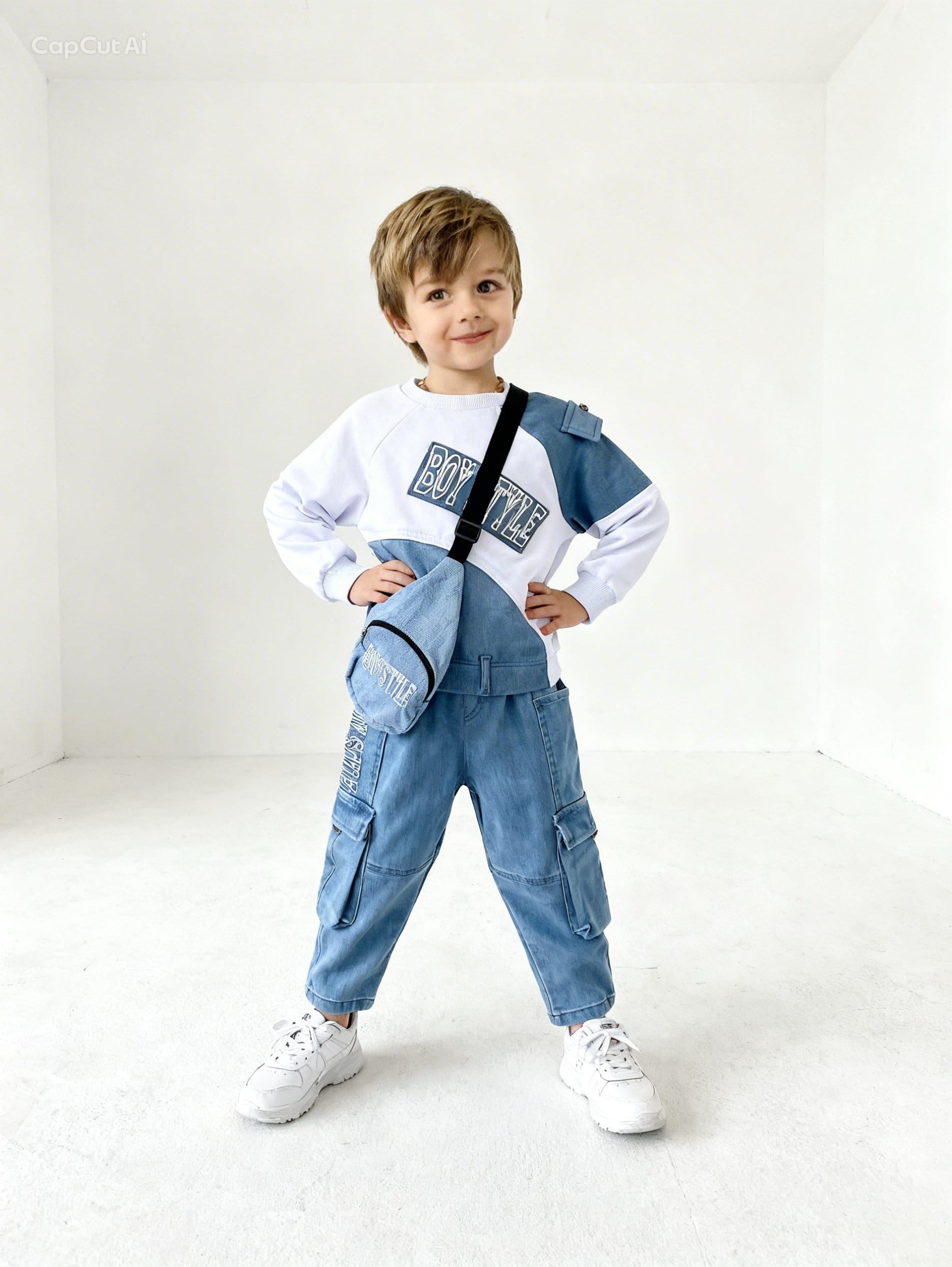 Boy Style Çantalı 3 lü Takım-Beyaz (2-14yaş)