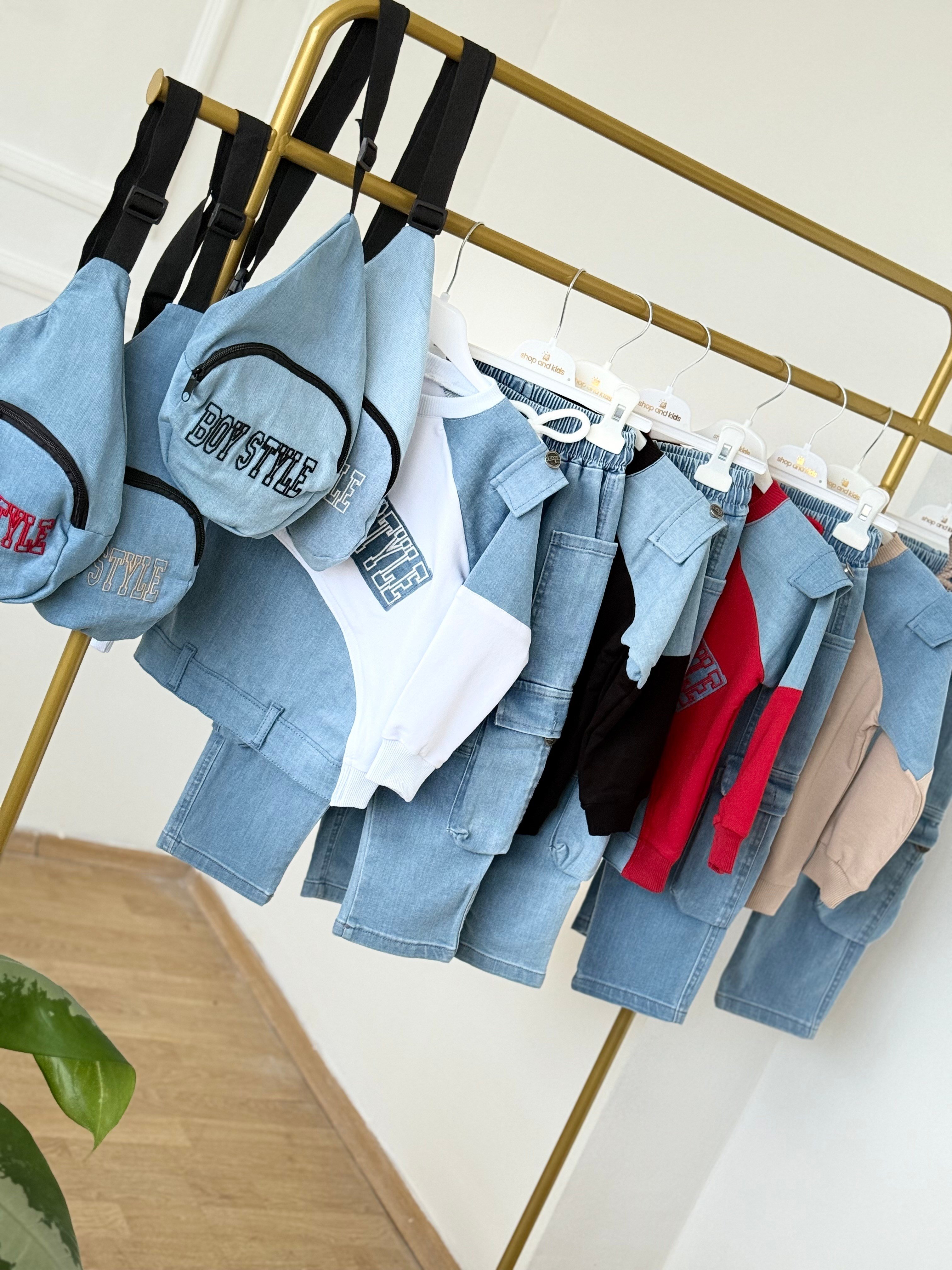 Boy Style Çantalı 3lü Takım-Bej (2-14yaş)