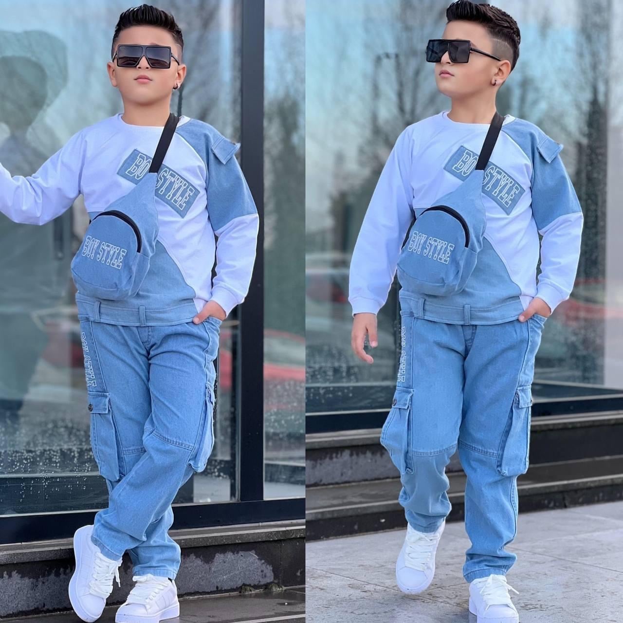 Boy Style Çantalı 3 lü Takım-Beyaz (2-14yaş)