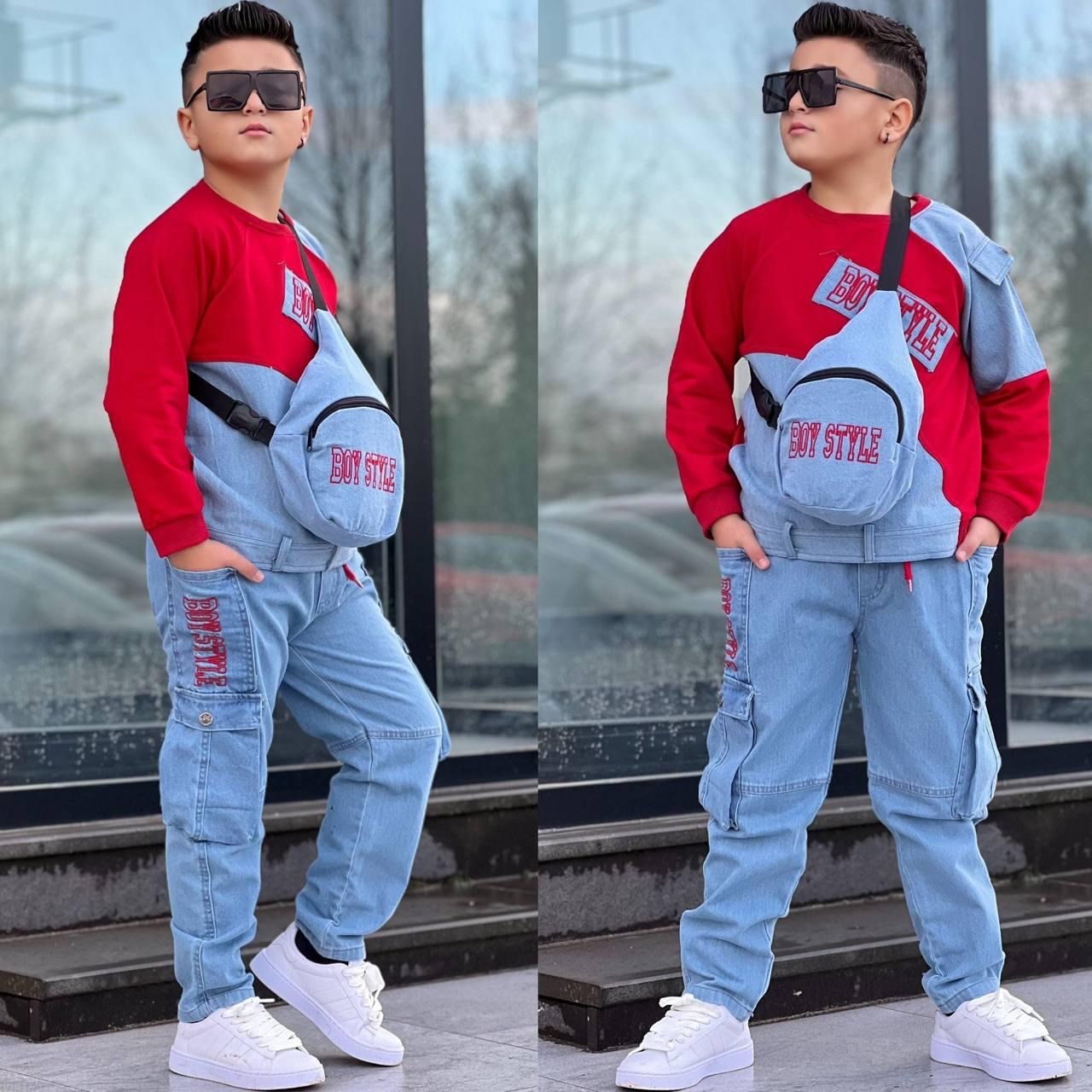Boy Style Çantalı 3lü Takım-Kırmızı (2-14yaş)