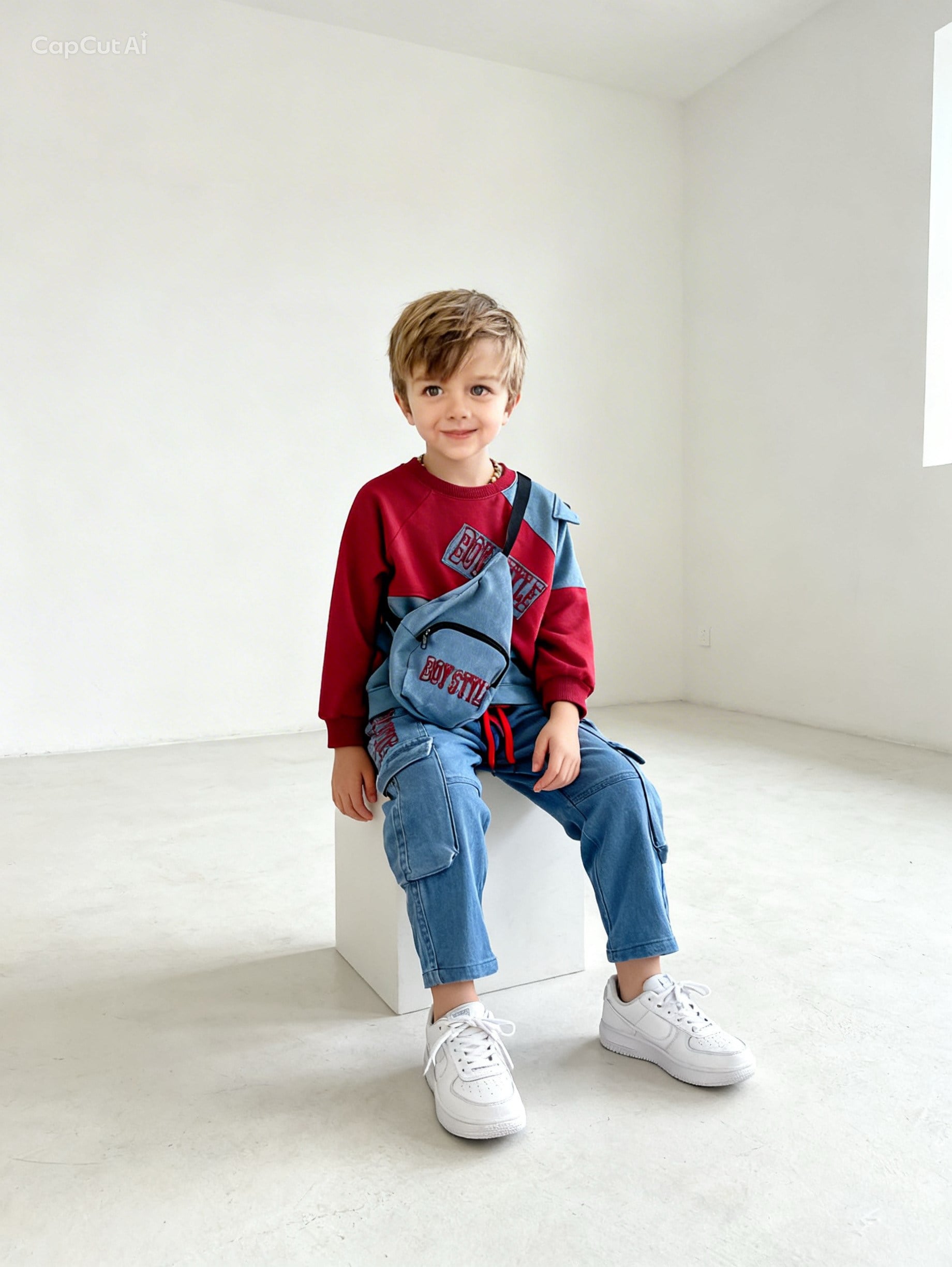 Boy Style Çantalı 3lü Takım-Kırmızı (2-14yaş)