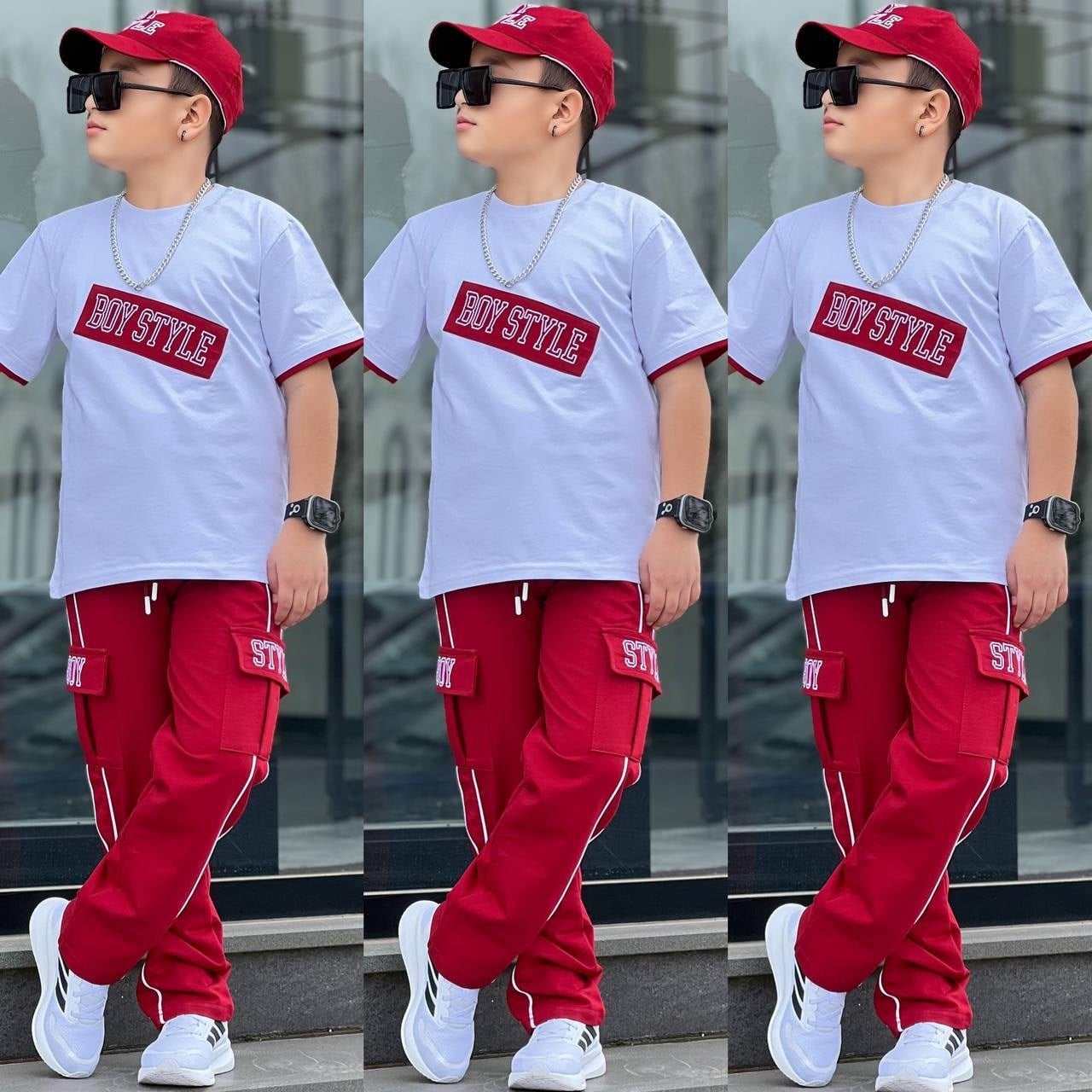 Boy Style Şapkalı Takım - Bordo (3-12Yaş)