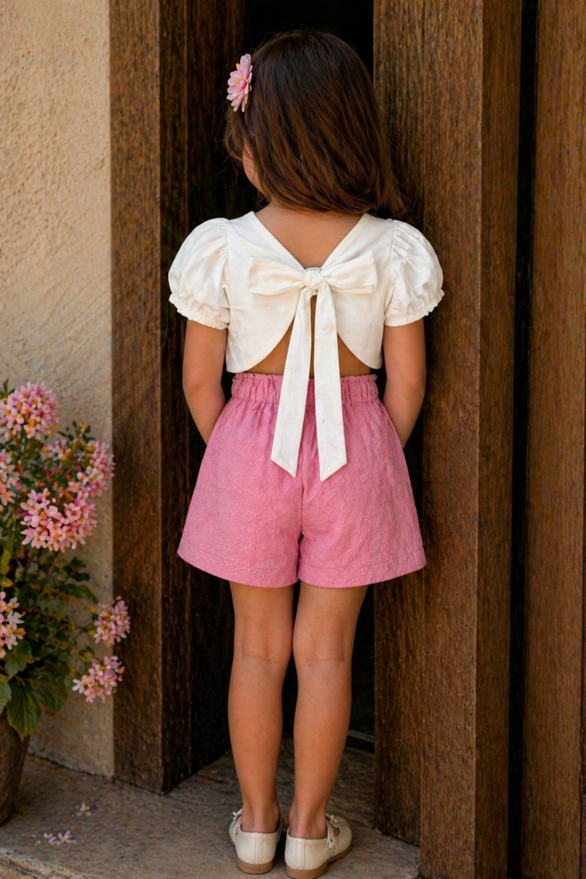 Brode Şortlu Crop Takım - Pembe (2-8 yaş aralığı)