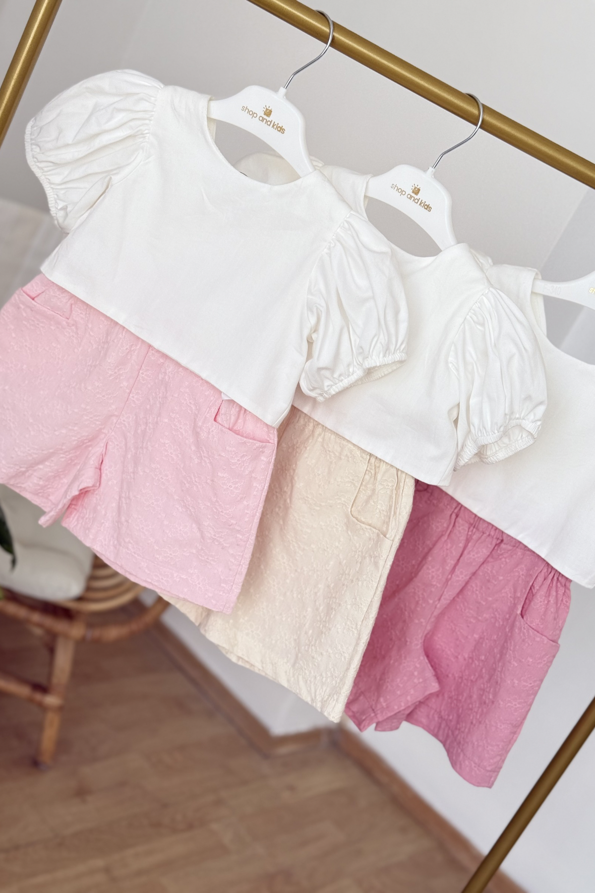 Brode Şortlu Crop Takım - Pembe (2-8 yaş aralığı)