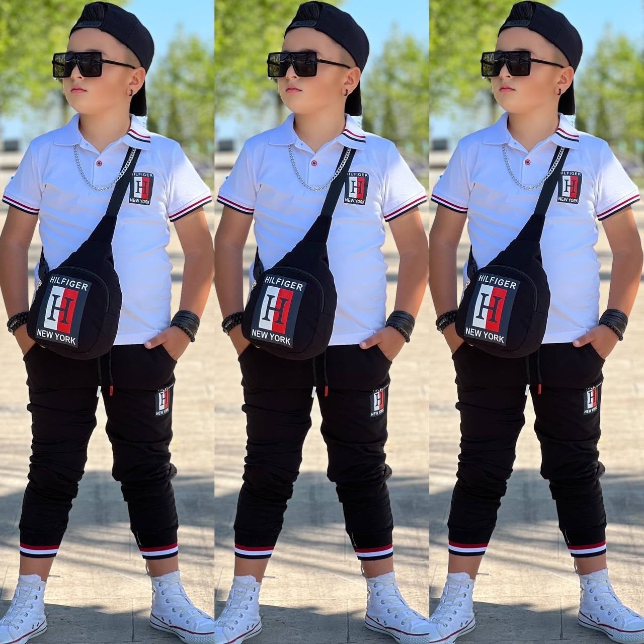 Çantalı Şapkalı 4 lü Takım - Beyaz (3-12Yaş)