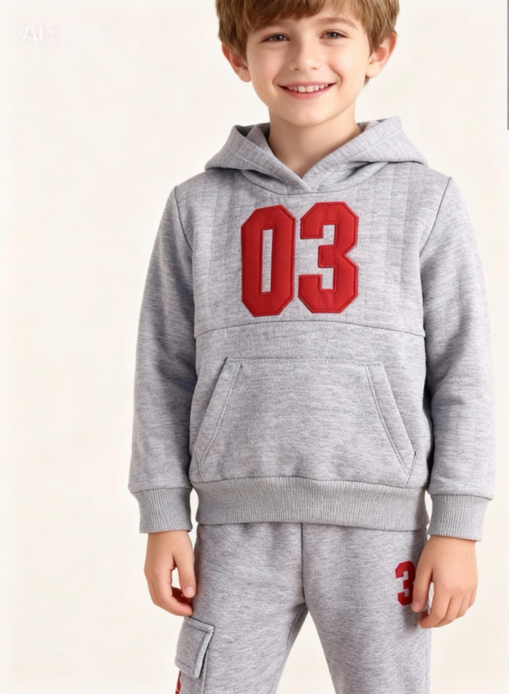 Cep Detay Kapuşonlu Takım-Gri  (2-5yaş)