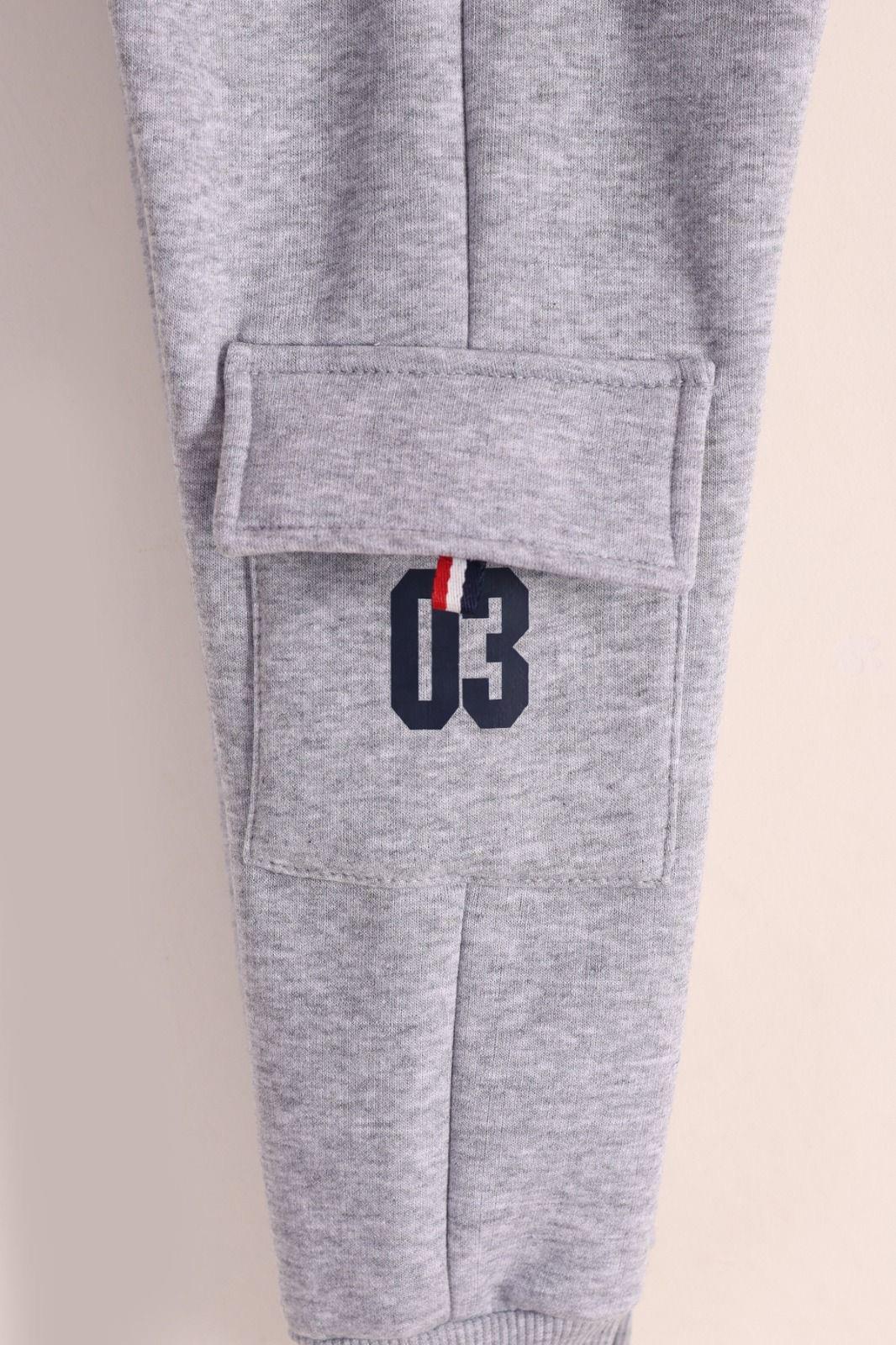 Cep Detay Kapuşonlu Takım-Gri  (2-5yaş)