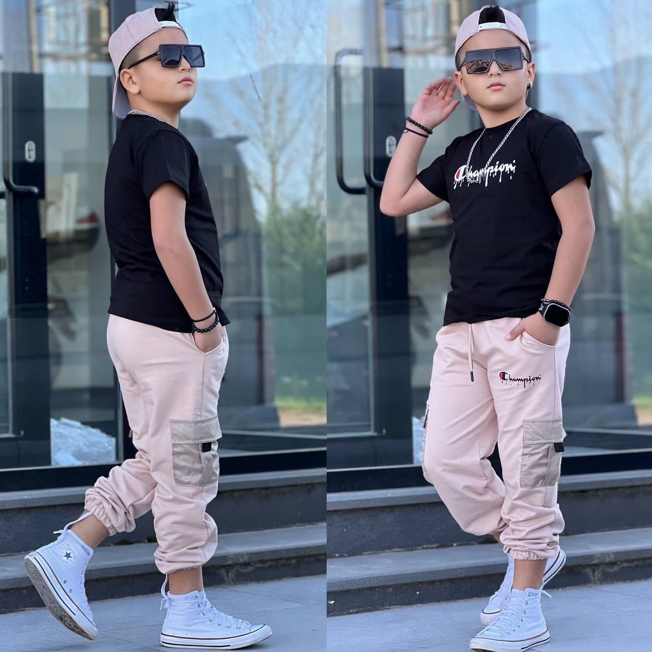 Champ Şapkalı 3 lü Takım - Bej (4-16Yaş)