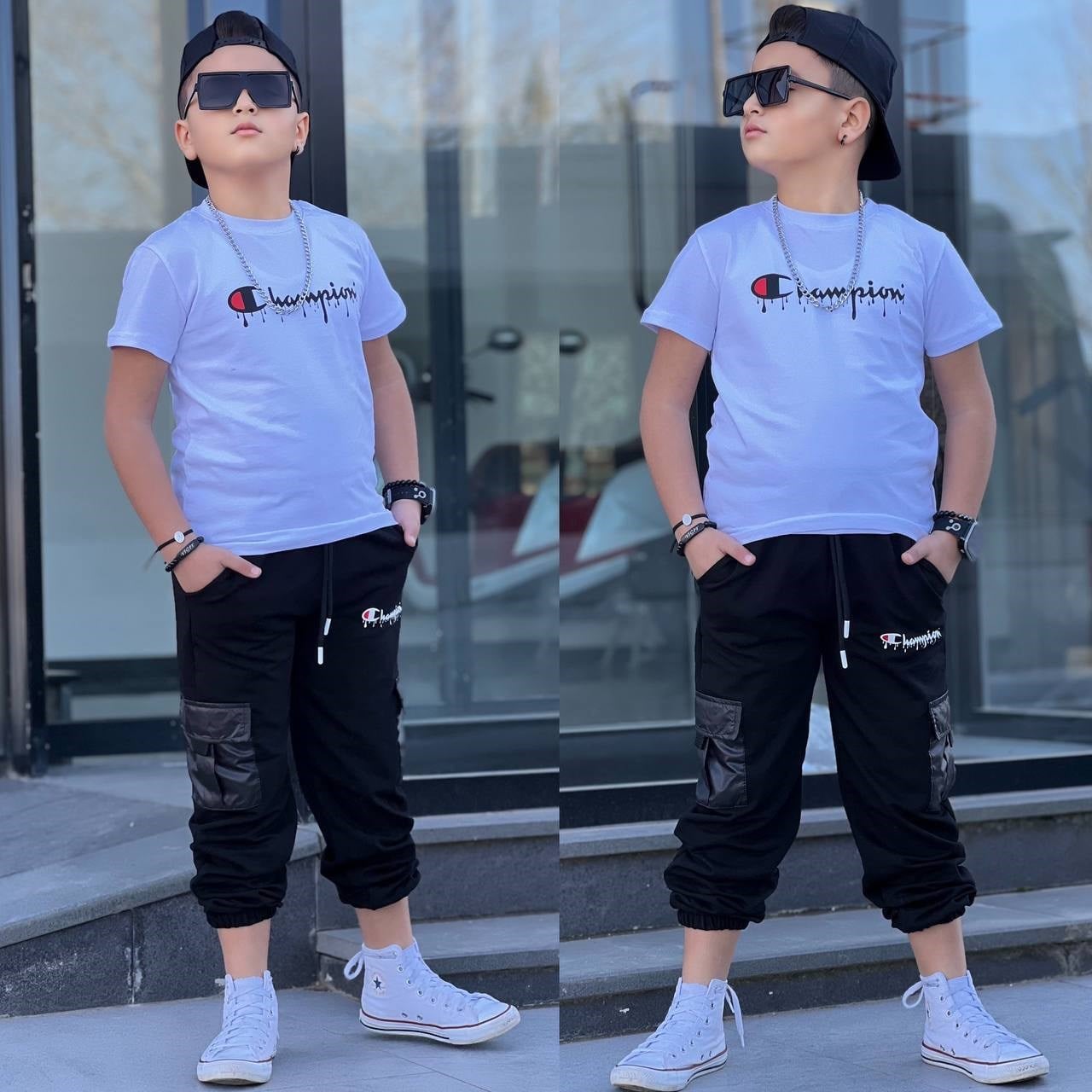 Champ Şapkalı 3 lü Takım - Beyaz (4-16Yaş)