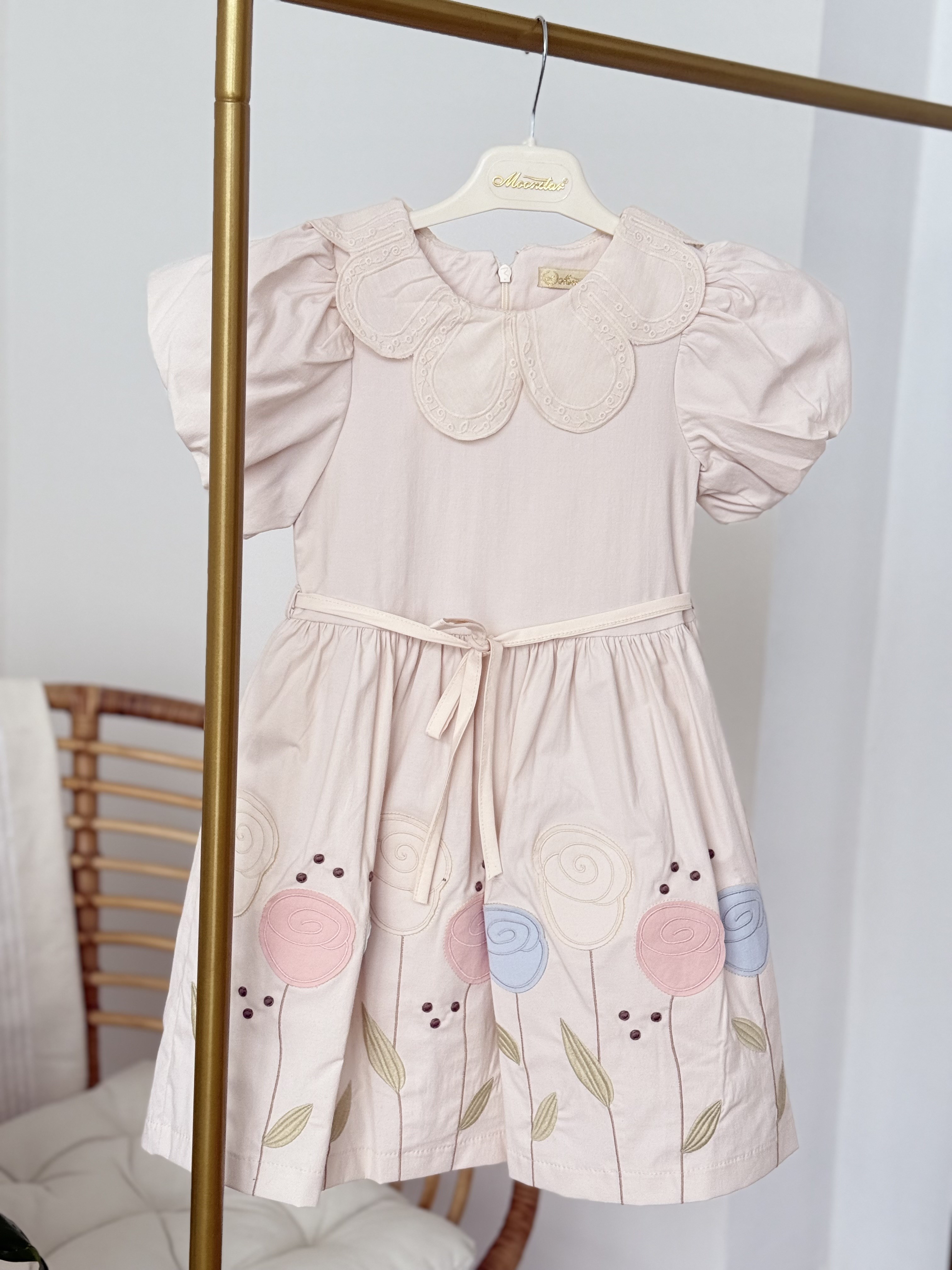 Amelia Astarlı Elbise - Krem (5yaş-8 yaş)