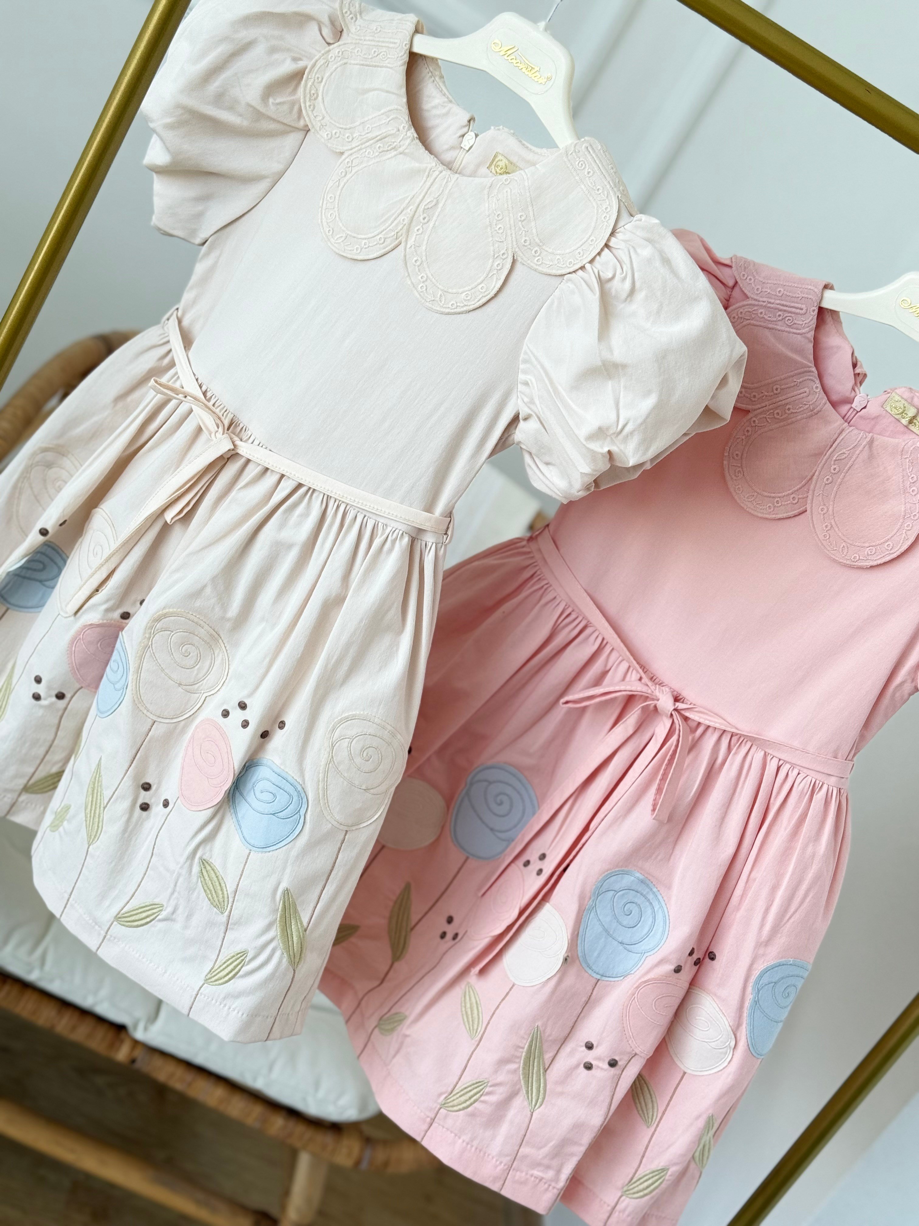 Amelia Astarlı Elbise - Pudra (5yaş-8 yaş)