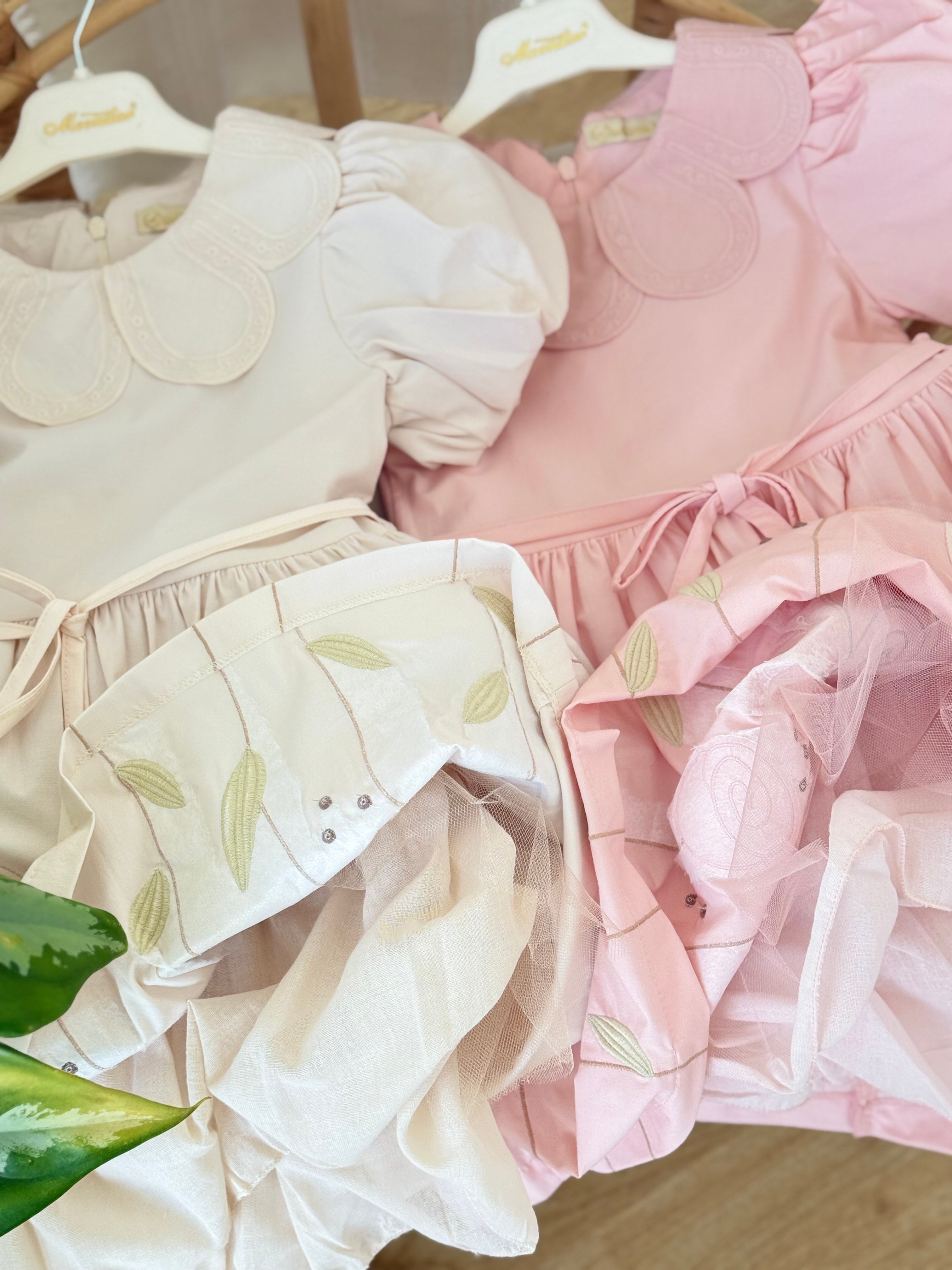 Amelia Astarlı Elbise - Pudra (5yaş-8 yaş)