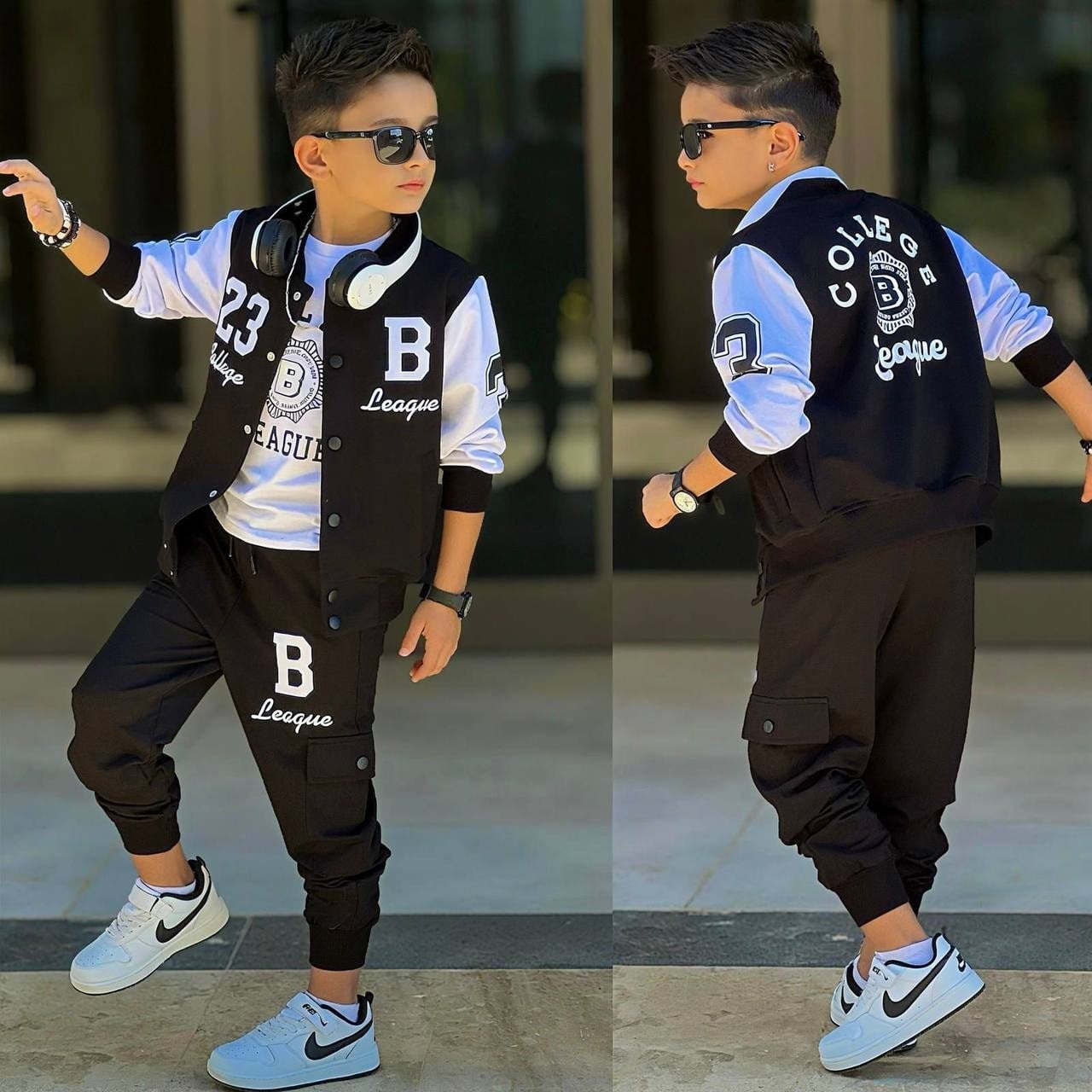 Colej Ceketli 3 Parça Takım-Siyah-Beyaz(4-12 yaş aralığı)