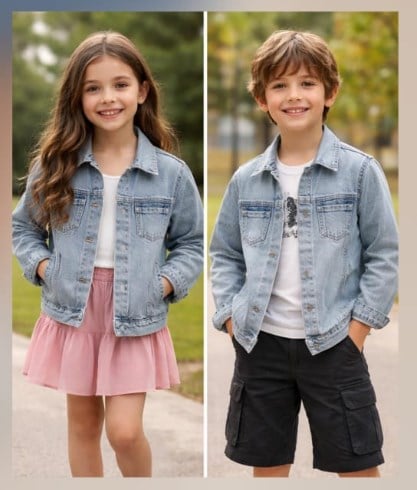 Denim Ceket -Mavi(6 yaş-12yaş)