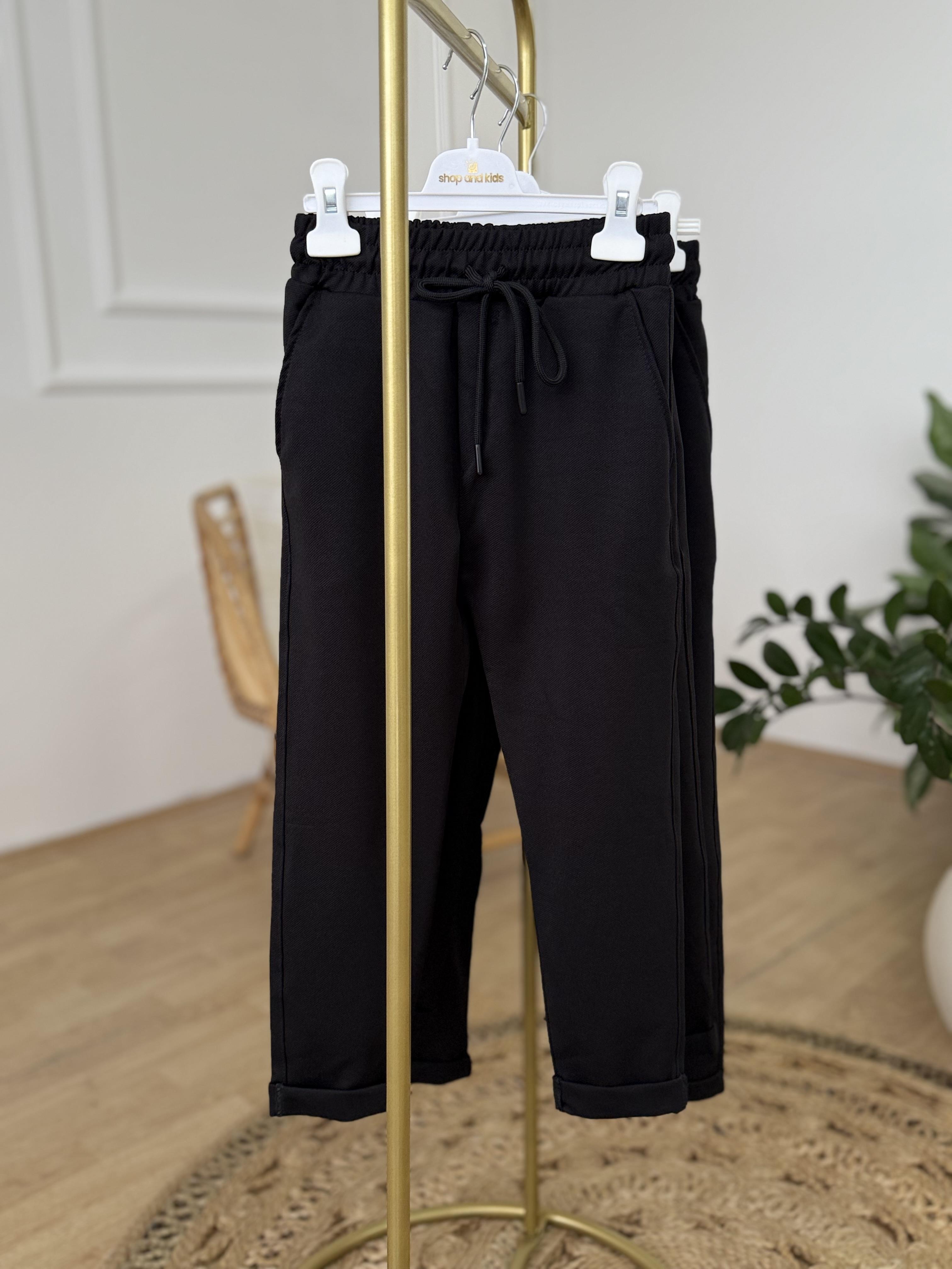 double Paça Siyah Pantolon (6-16 yaş)