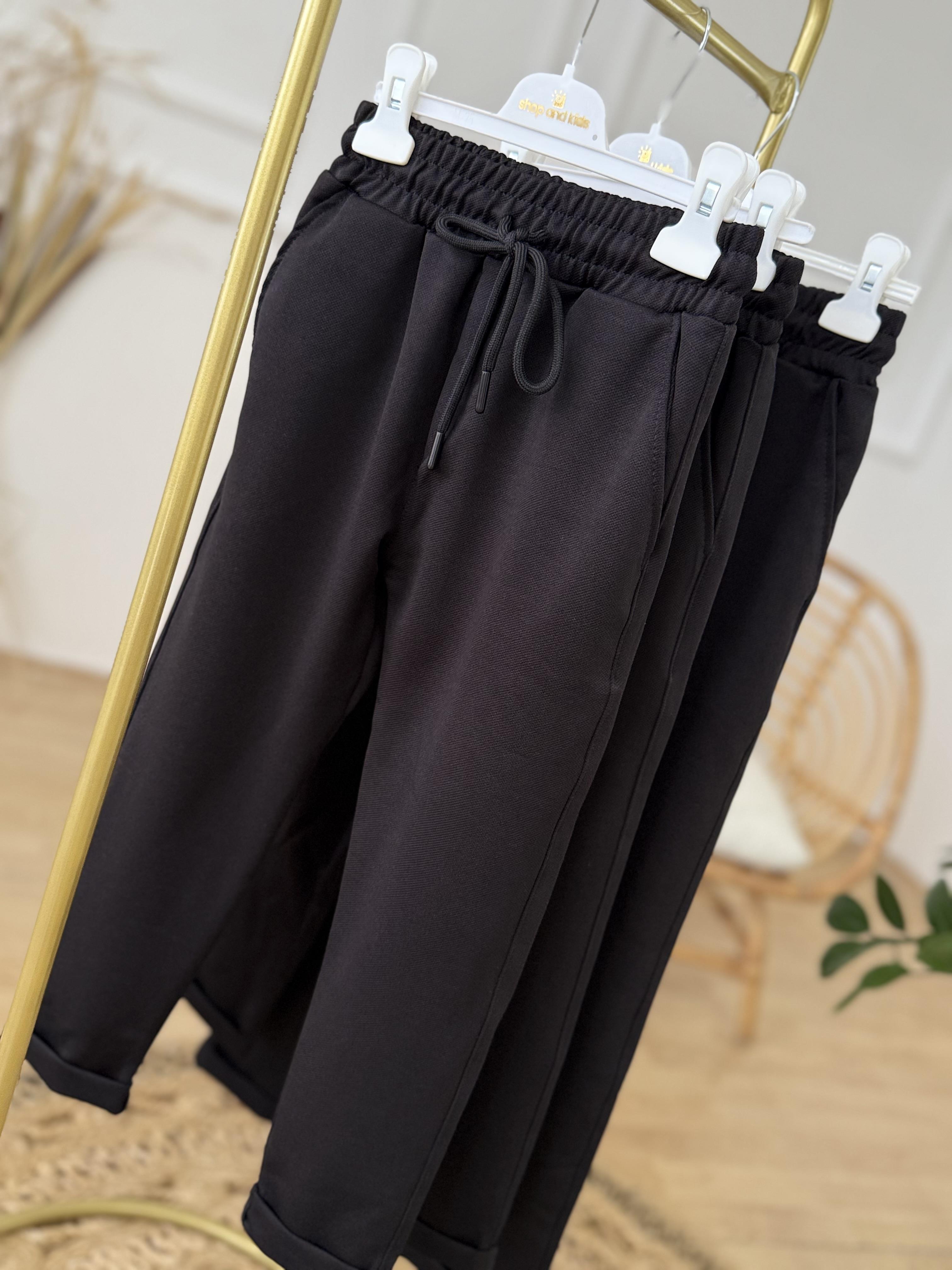 double Paça Siyah Pantolon (6-16 yaş)