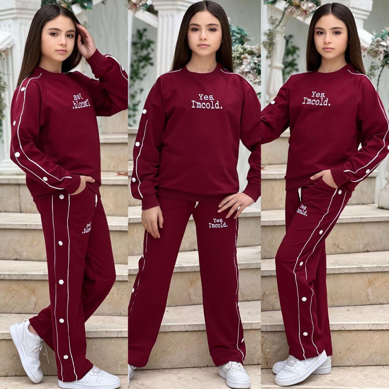 Yes Im Cold Kız Çocuk Eşofman Takım-Bordo(8-16 yaş aralığı)