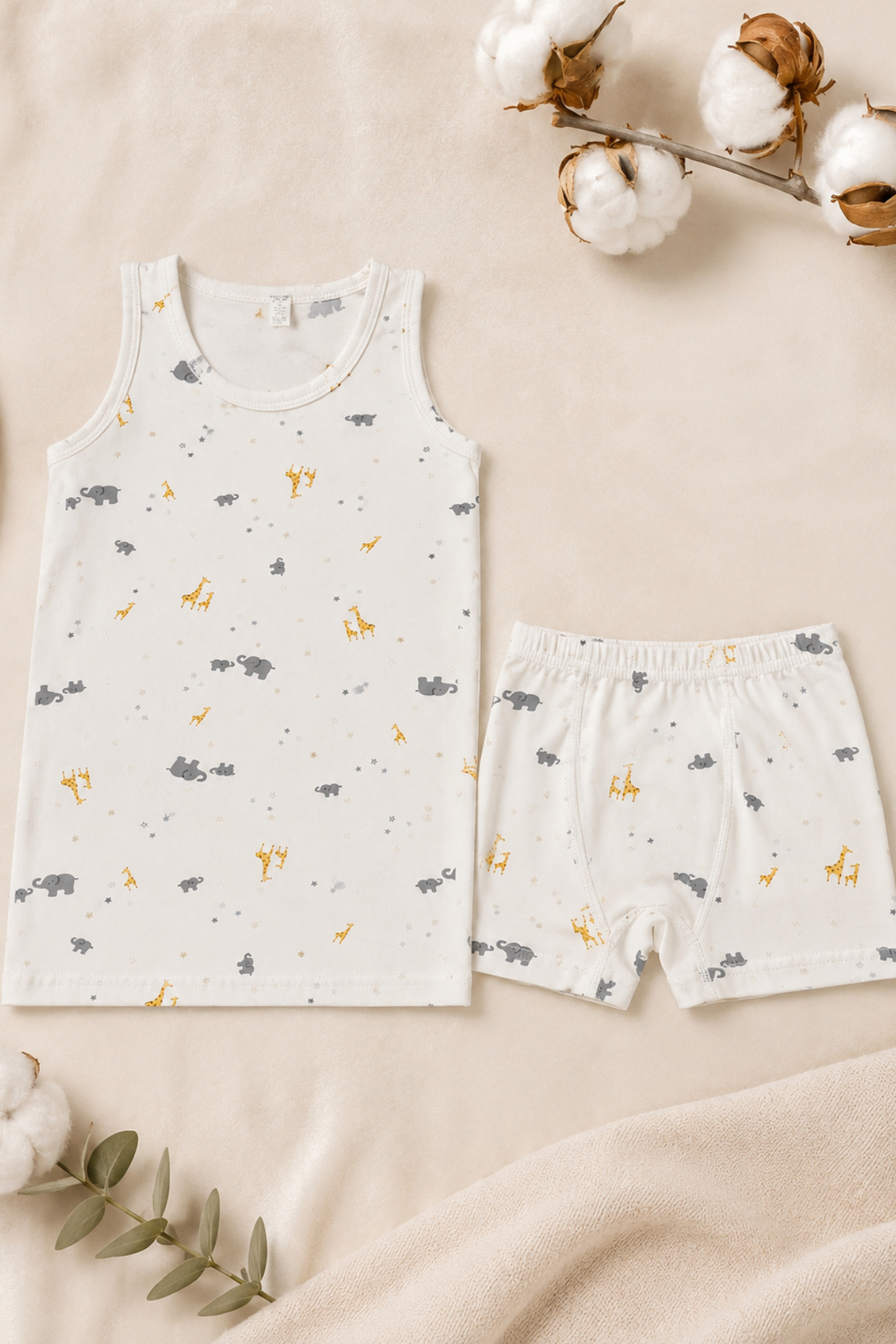 Erkek Çocuk Atlet Boxer Takım- Animal Desen  (6-12yaş aralığı)