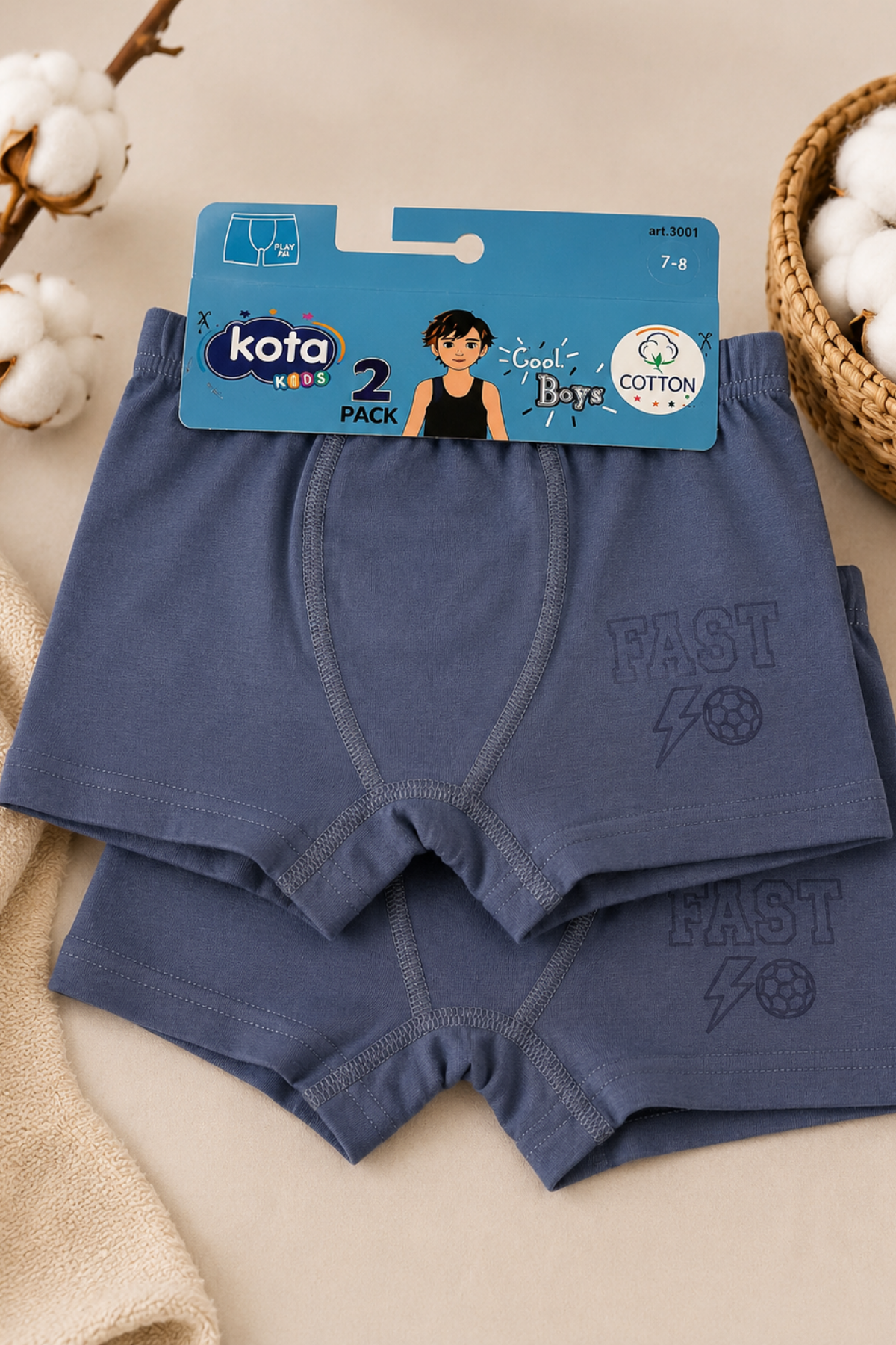 Erkek Çocuk Boxer 2li- Koyu Mavi (7-12 yaş aralığı)