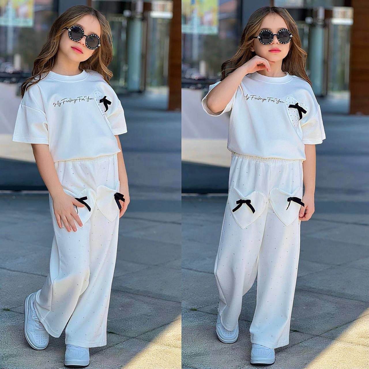 Feeling Taşlı Takım - Beyaz (5-14 yaş)