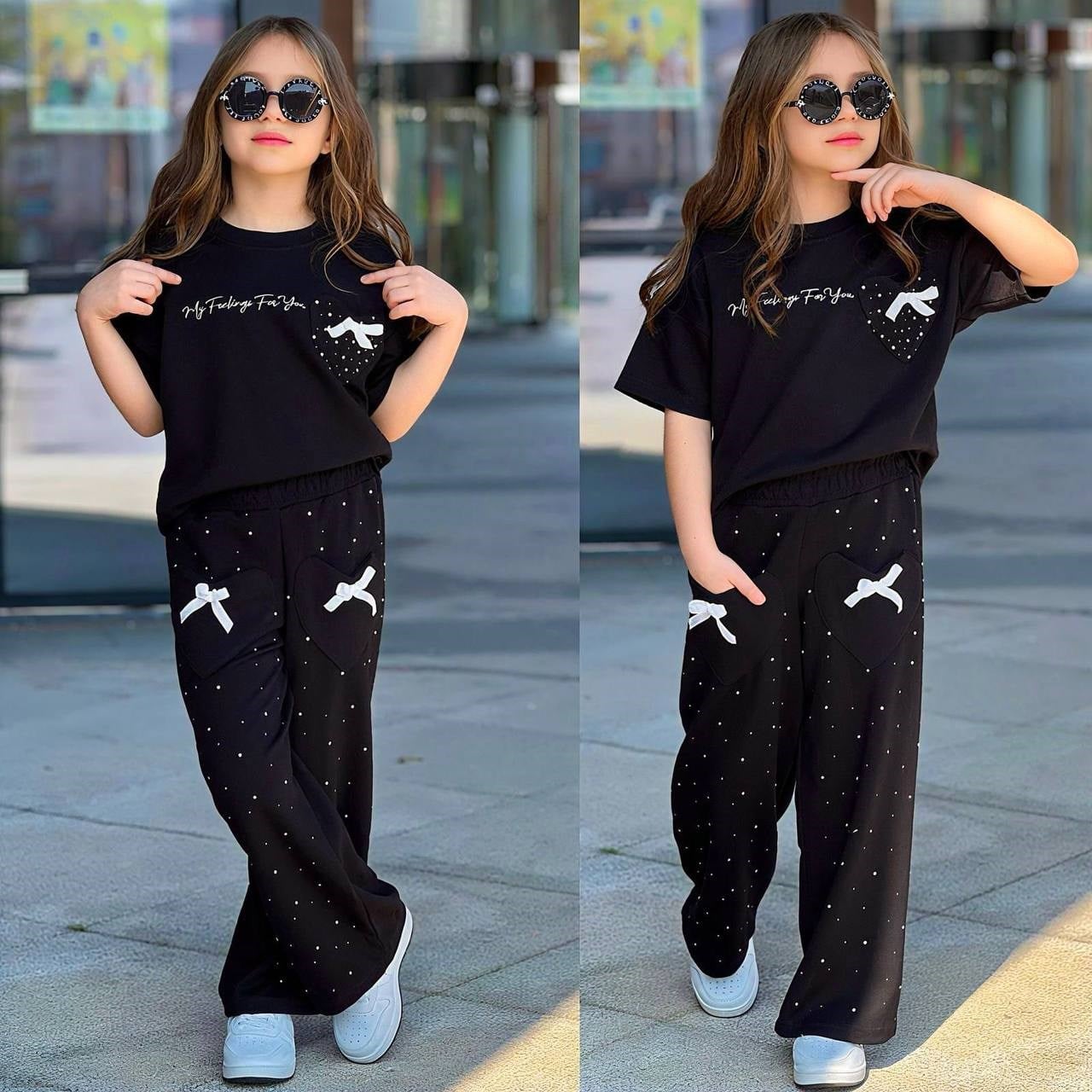 Feeling Taşlı Takım - Siyah (5-14 yaş)