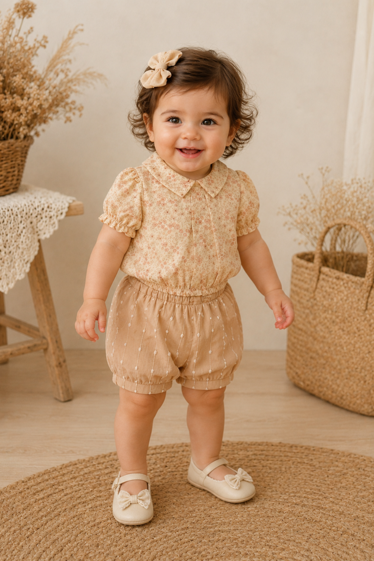 Flowery Vintage 2 li Takım - Bej (6ay-36ay)