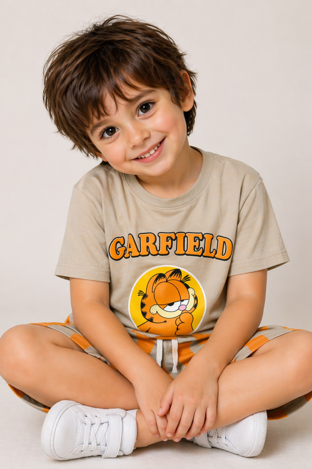 Garfield Şortlu Takım (9227) - Bej (3-10Yaş)