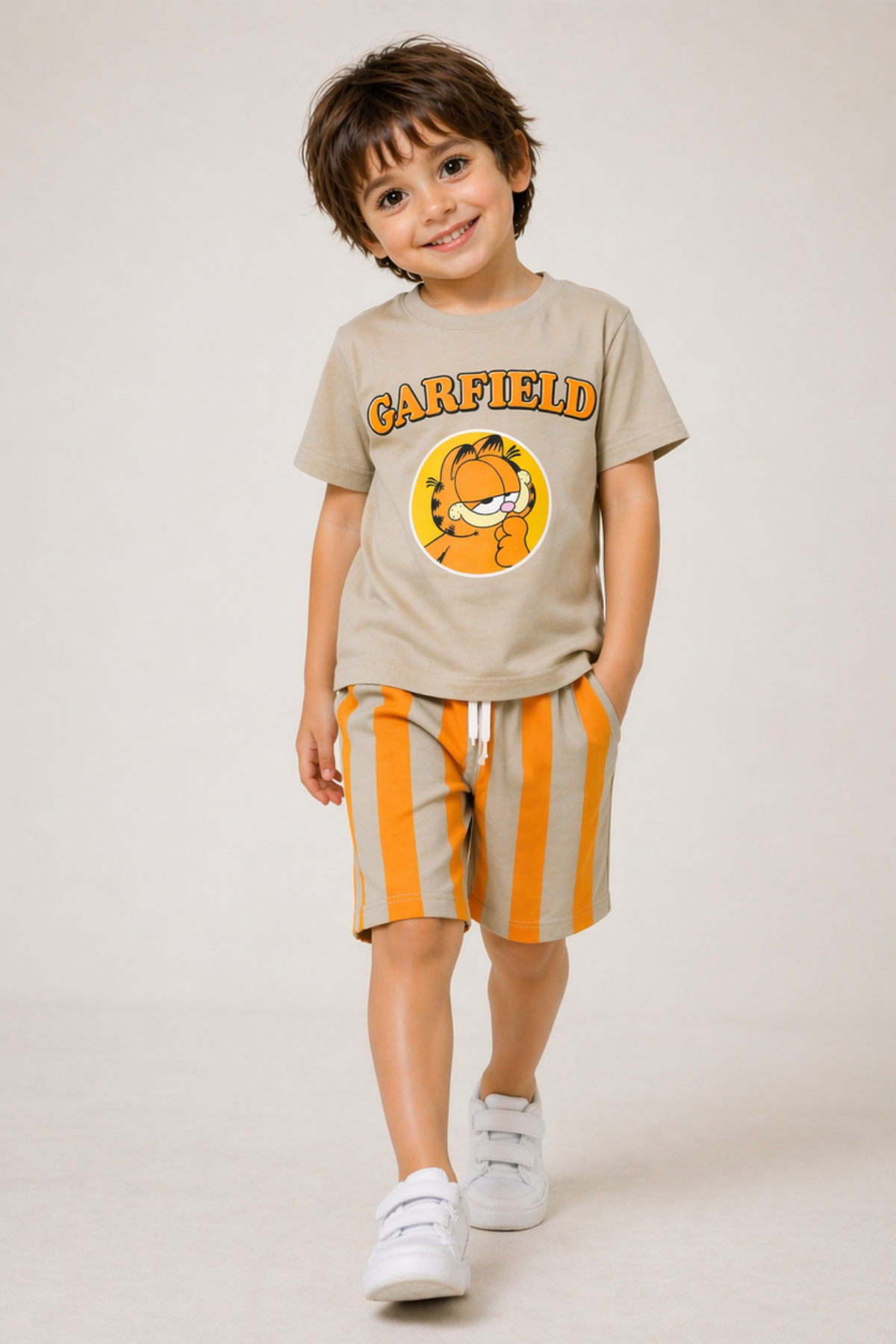 Garfield Şortlu Takım (9227) - Bej (3-10Yaş)