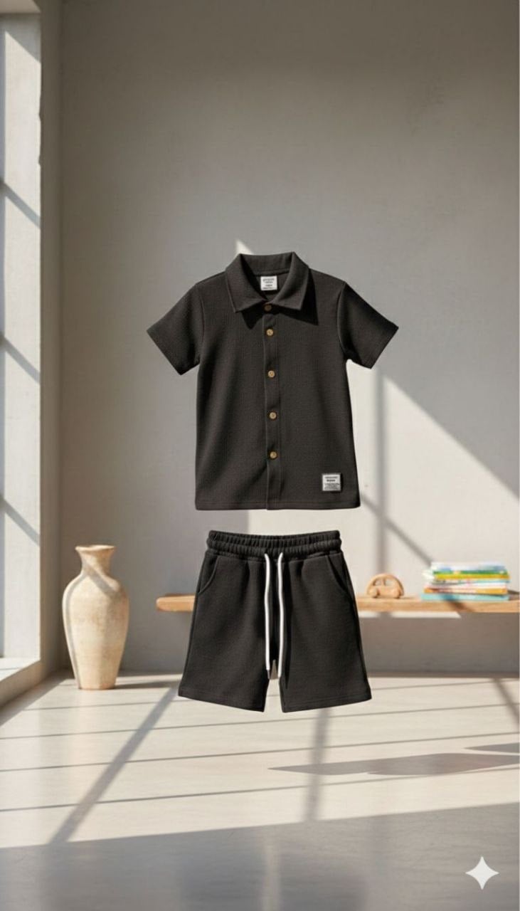 Gömlekli Şortlu Takım - Siyah (2-10Yaş)