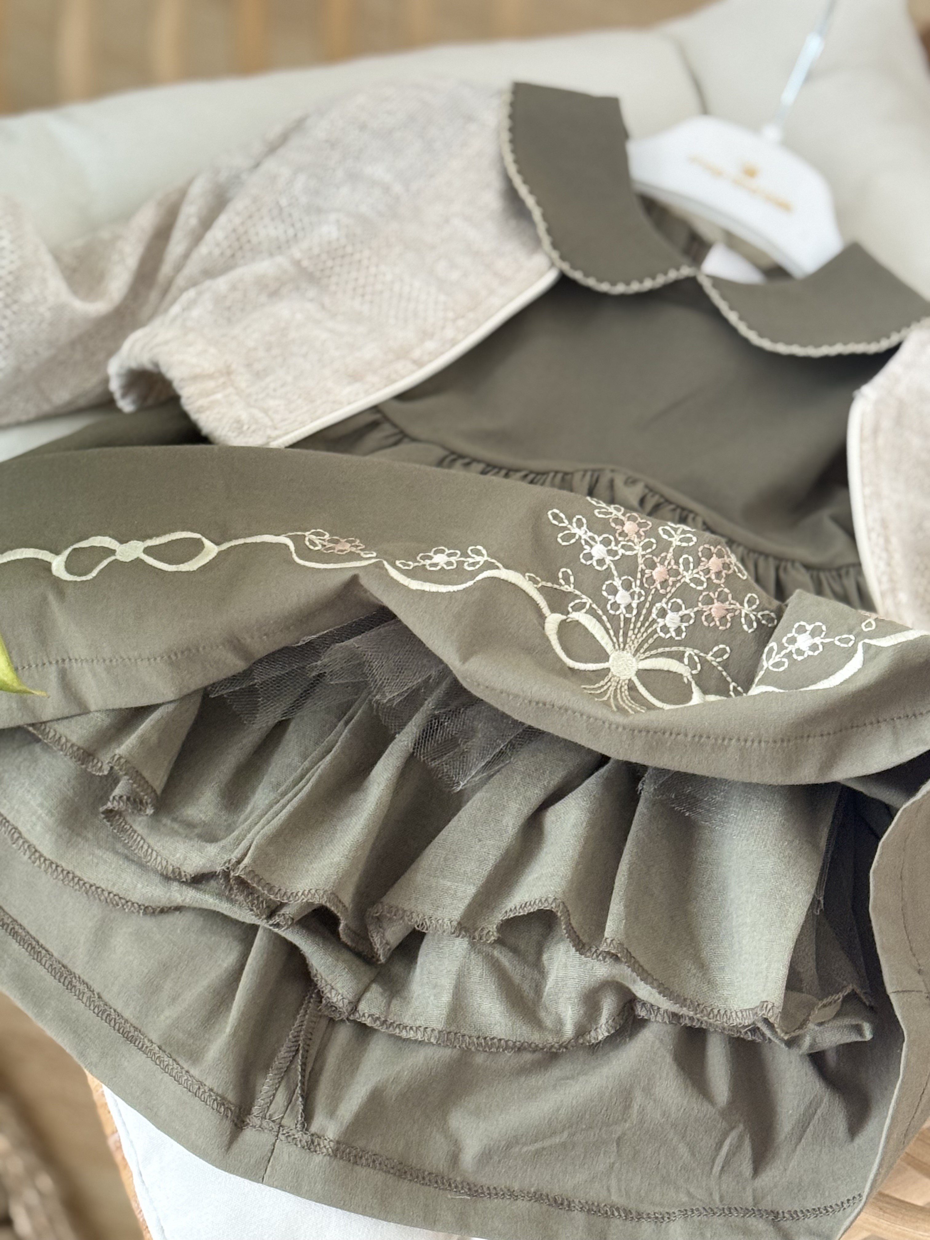 Nora Hırkalı Kaneviçe Detay Elbise - Haki (9ay-36ay)