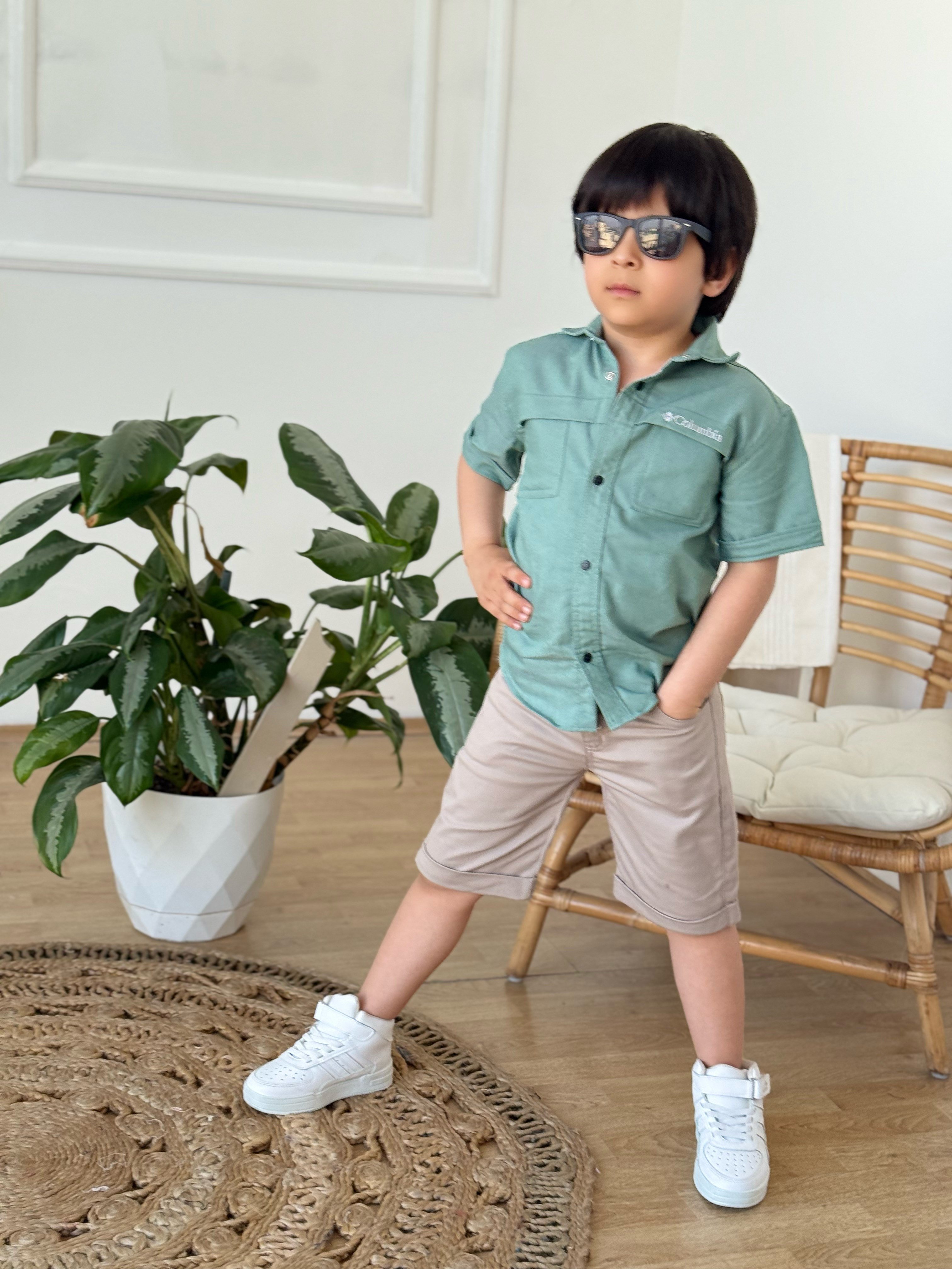 Joy Store Kısa Kol Premium Gömlek - Yeşil (4-7yaş aralığı)