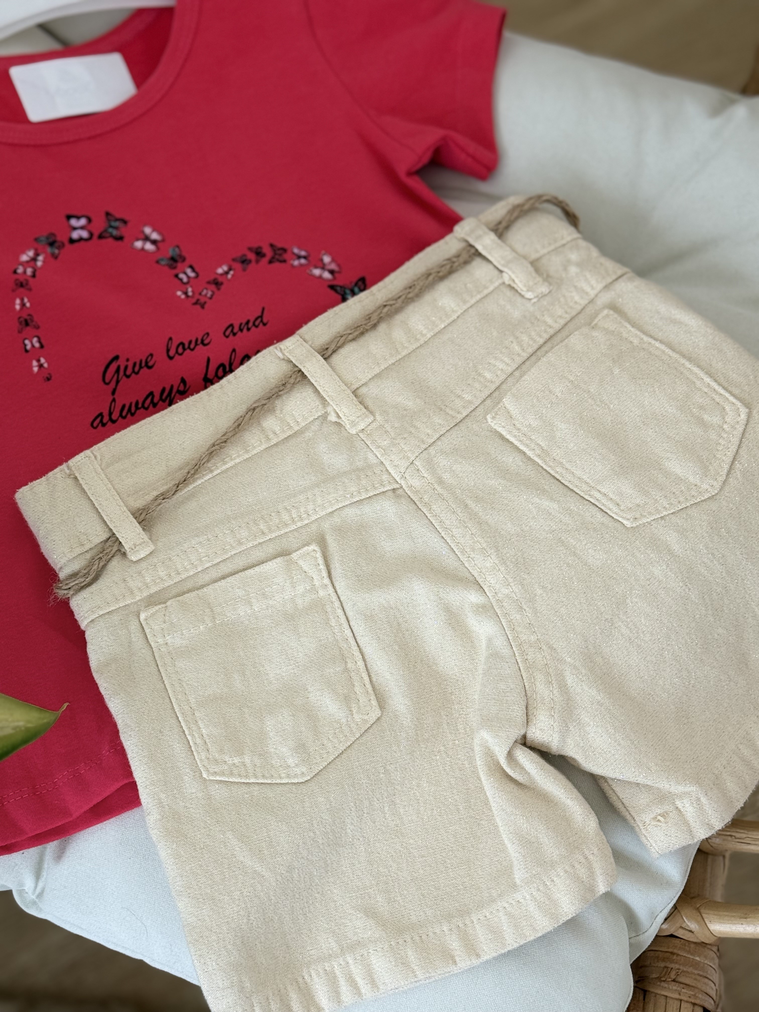 Butterfly Şortlu Takım - Nar Çiçeği 2yaş-5yaş)