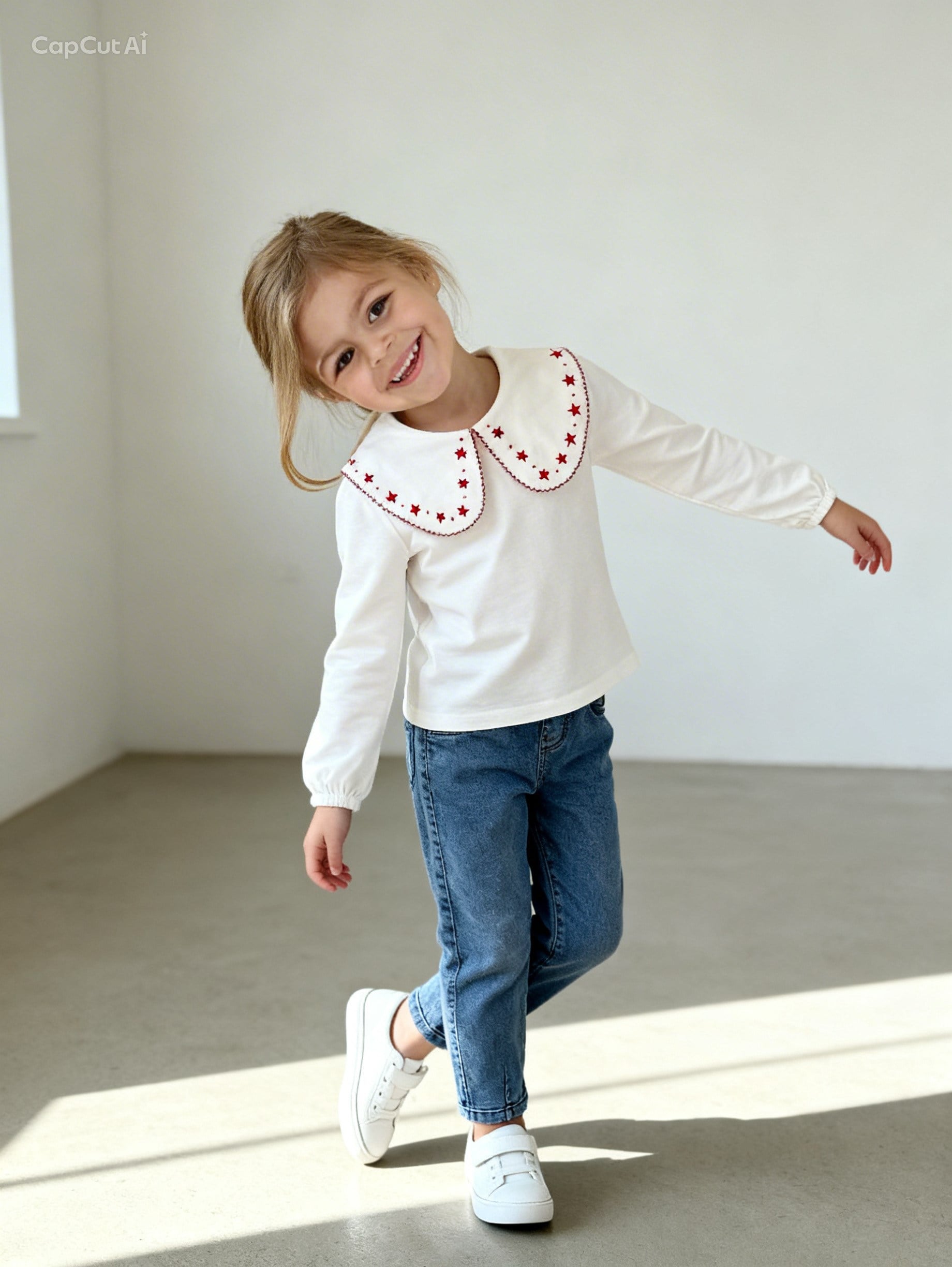 Kanaviçe Kot Pantalonlu Takım -(2-5yaş)