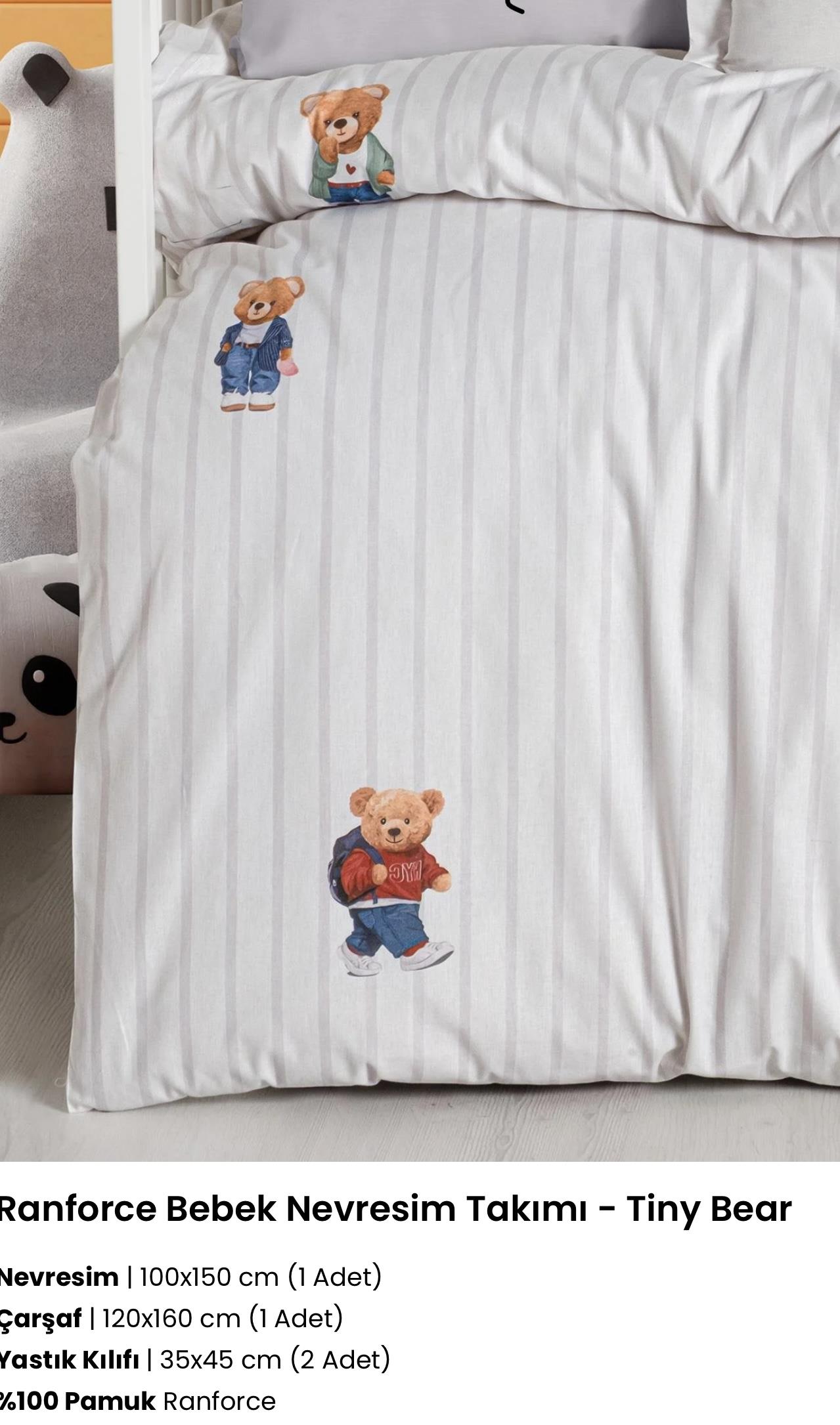 Kanz Tiny Bear Ranforce Bebek Nevresim Takımı 