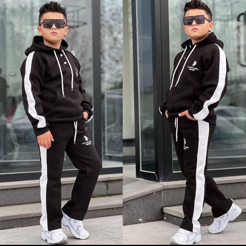 Kapüşonlu Us Eşofman Takım-Siyah(8-16 yaş aralığı)
