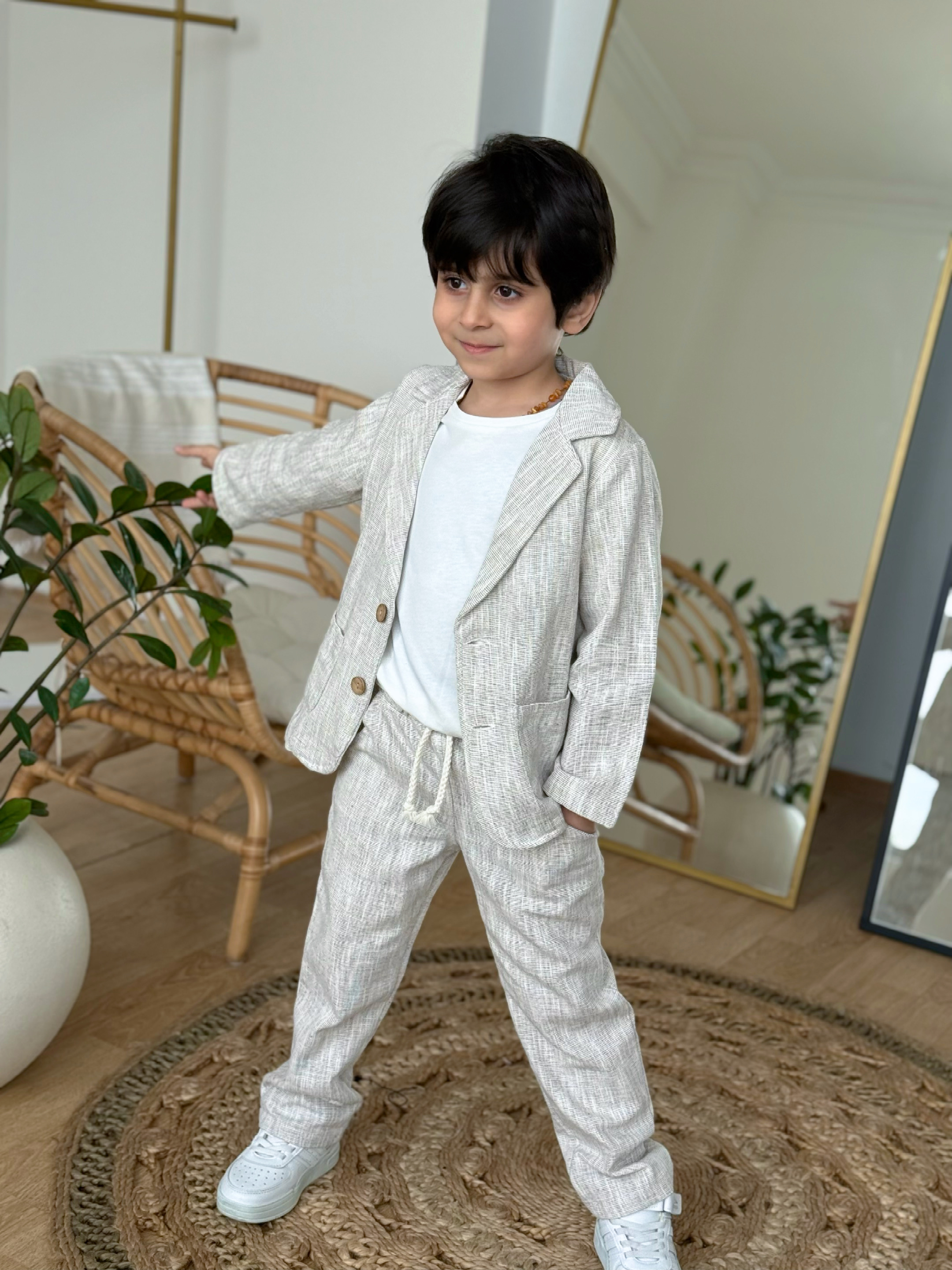 Keten 3lü  Takım-Haki Bej(6-10 yaş)