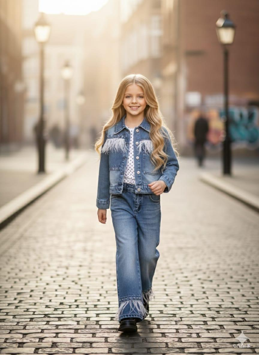 Tasarım Linda Jean Takım -Mavi(4-12 yaş)