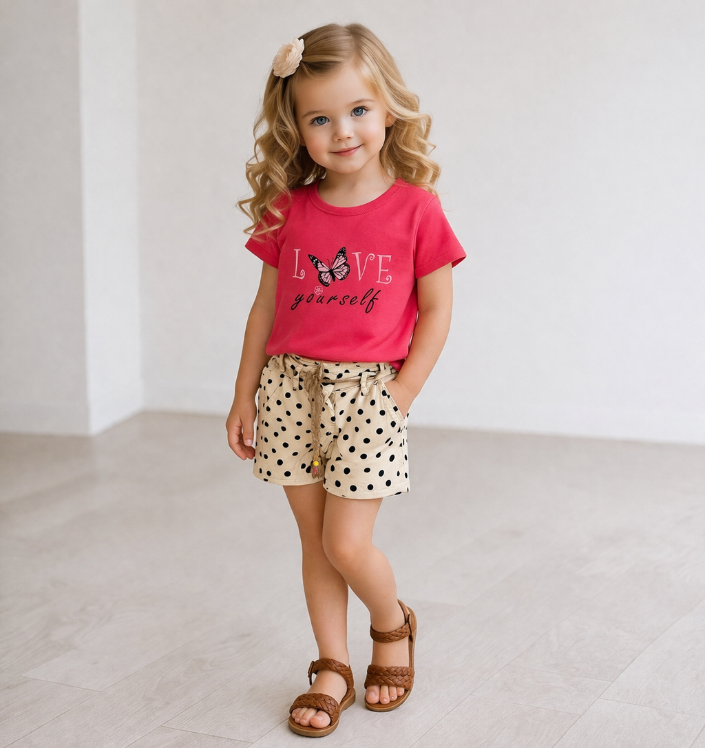 Love Yourself Şortlu Takım - Pembe (2yaş-5yaş)