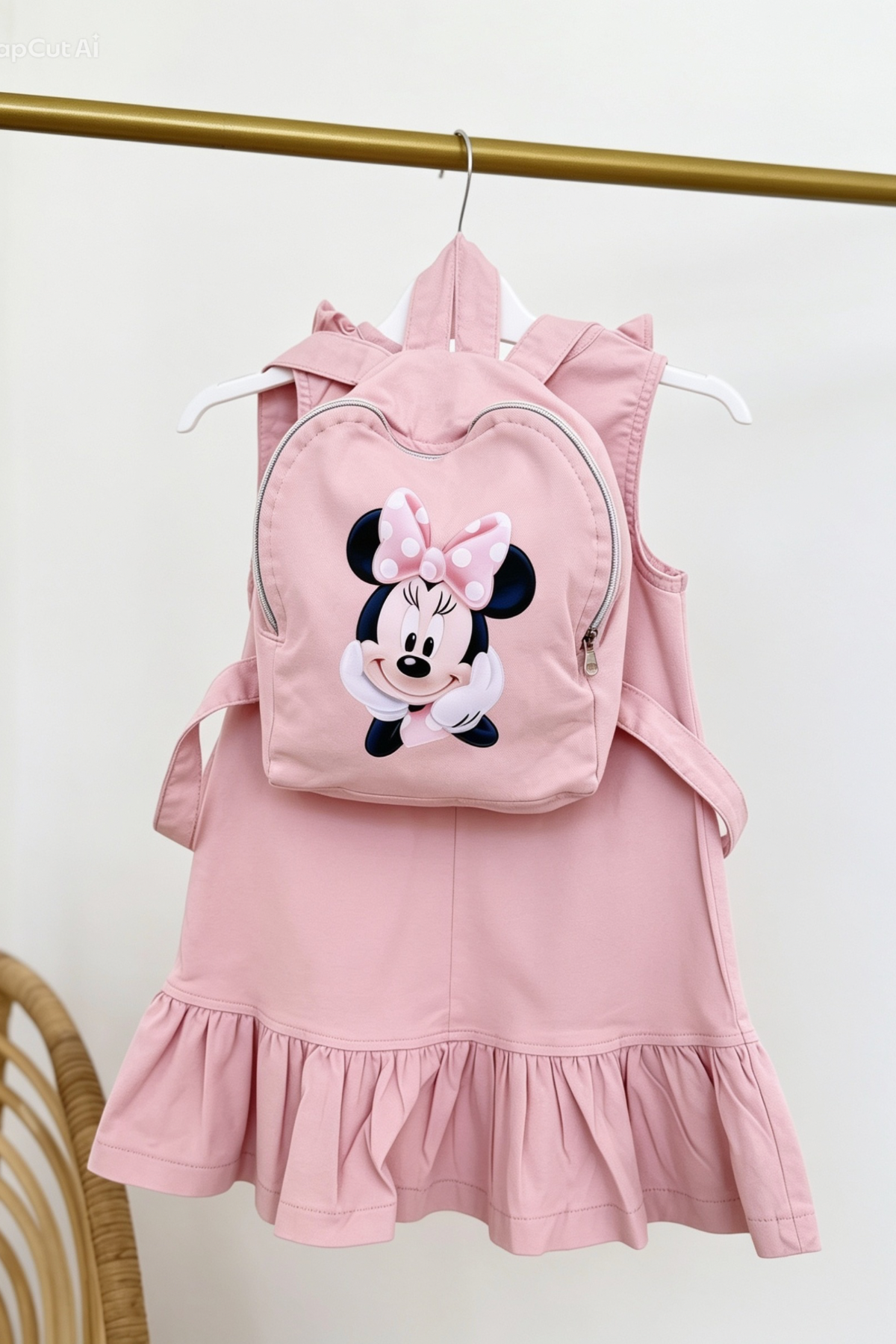 Minnie Çantalı  Elbise Pembe -(2-9yaş)
