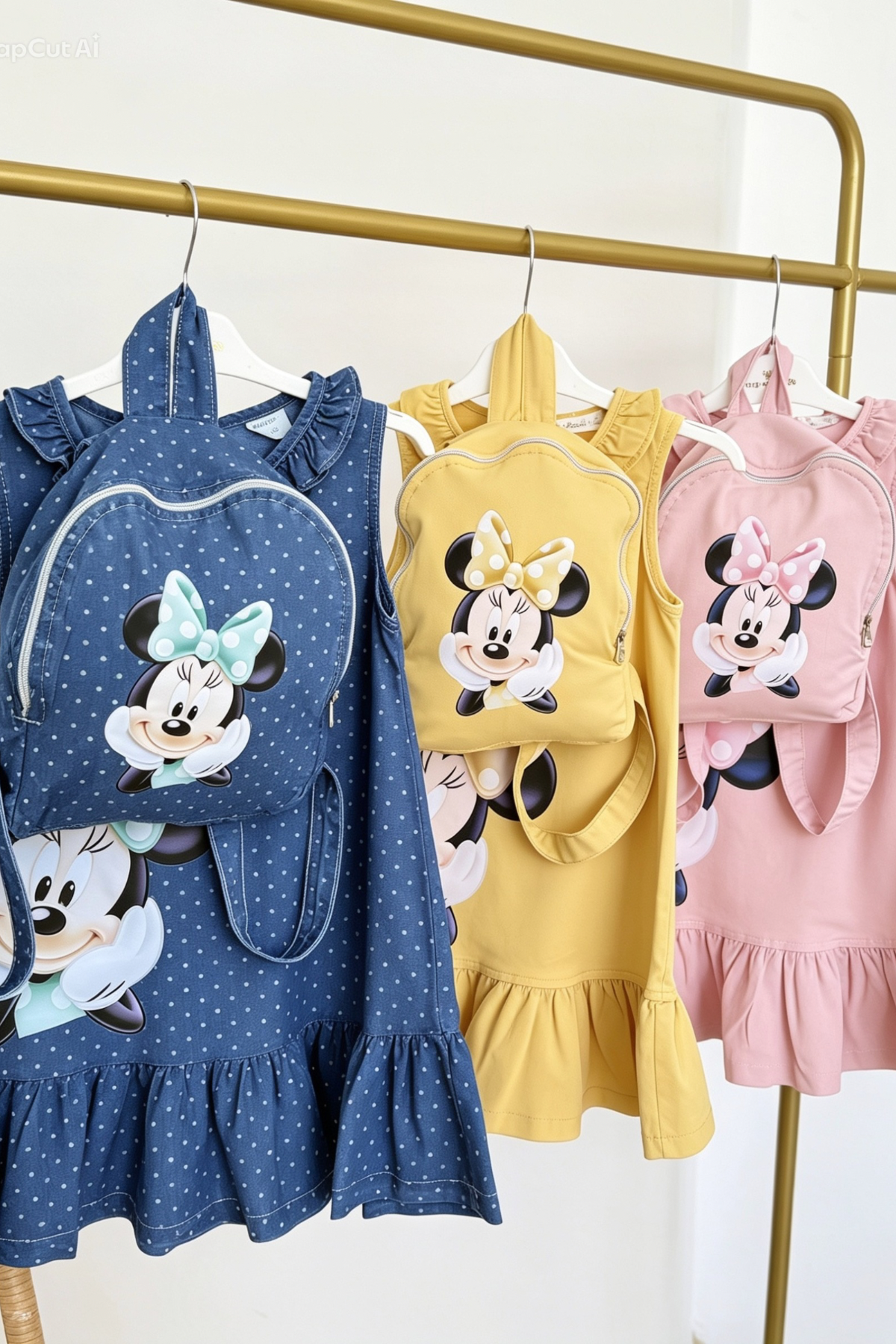 Minnie Çantalı  Elbise Sarı -(2-9yaş)