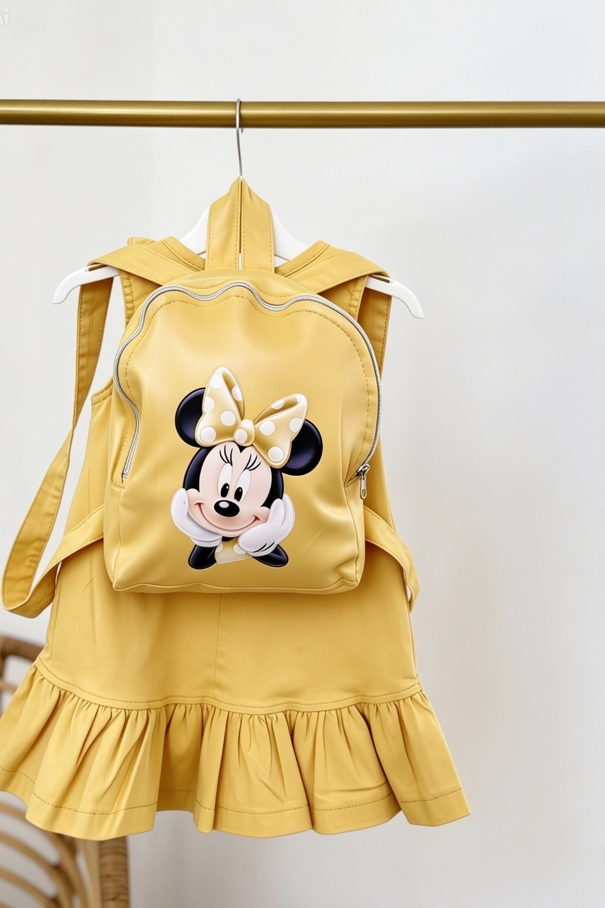 Minnie Çantalı  Elbise Sarı -(2-9yaş)