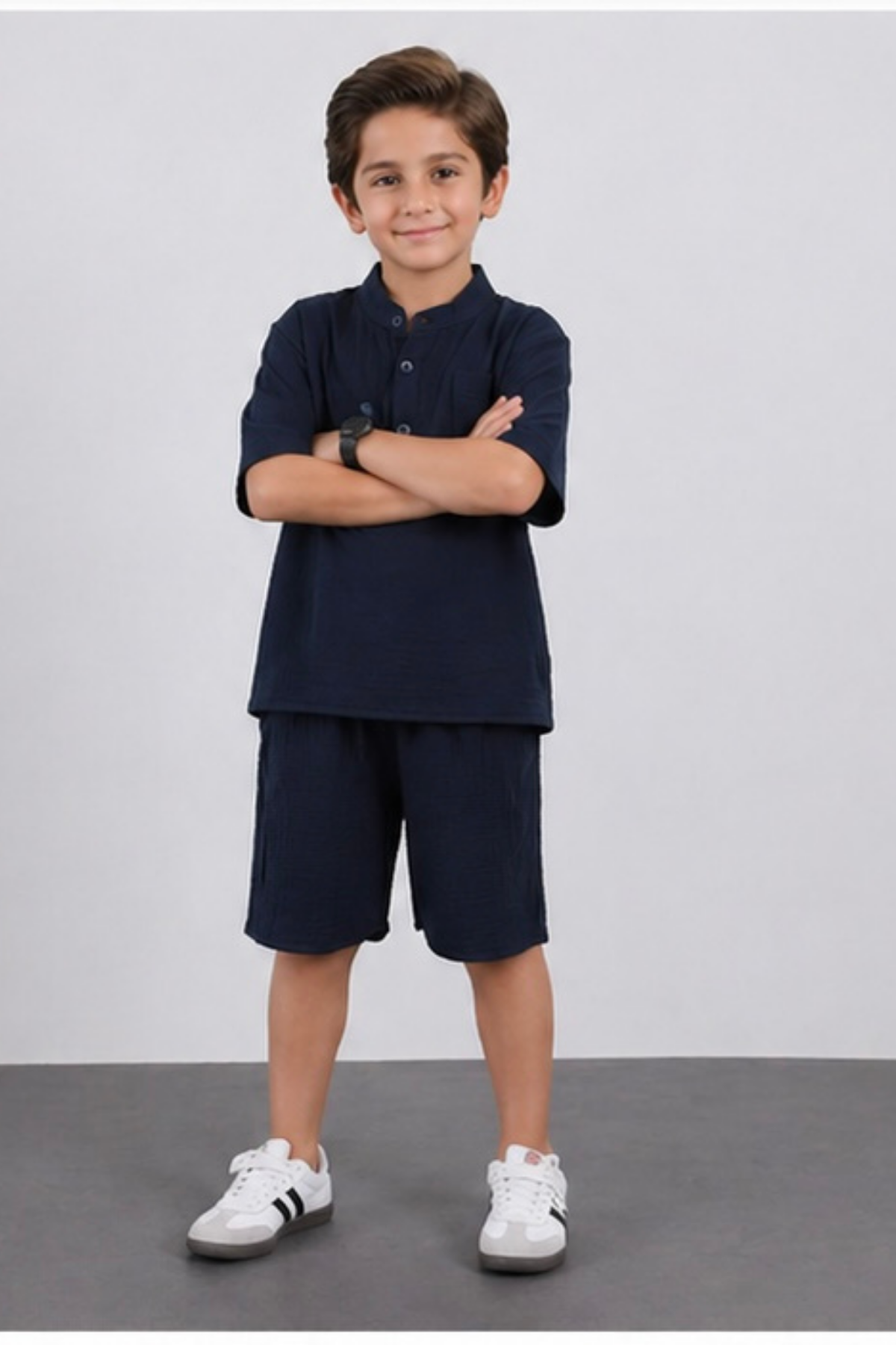 Müslin Şortlu Takım - Lacivert (3-10Yaş)