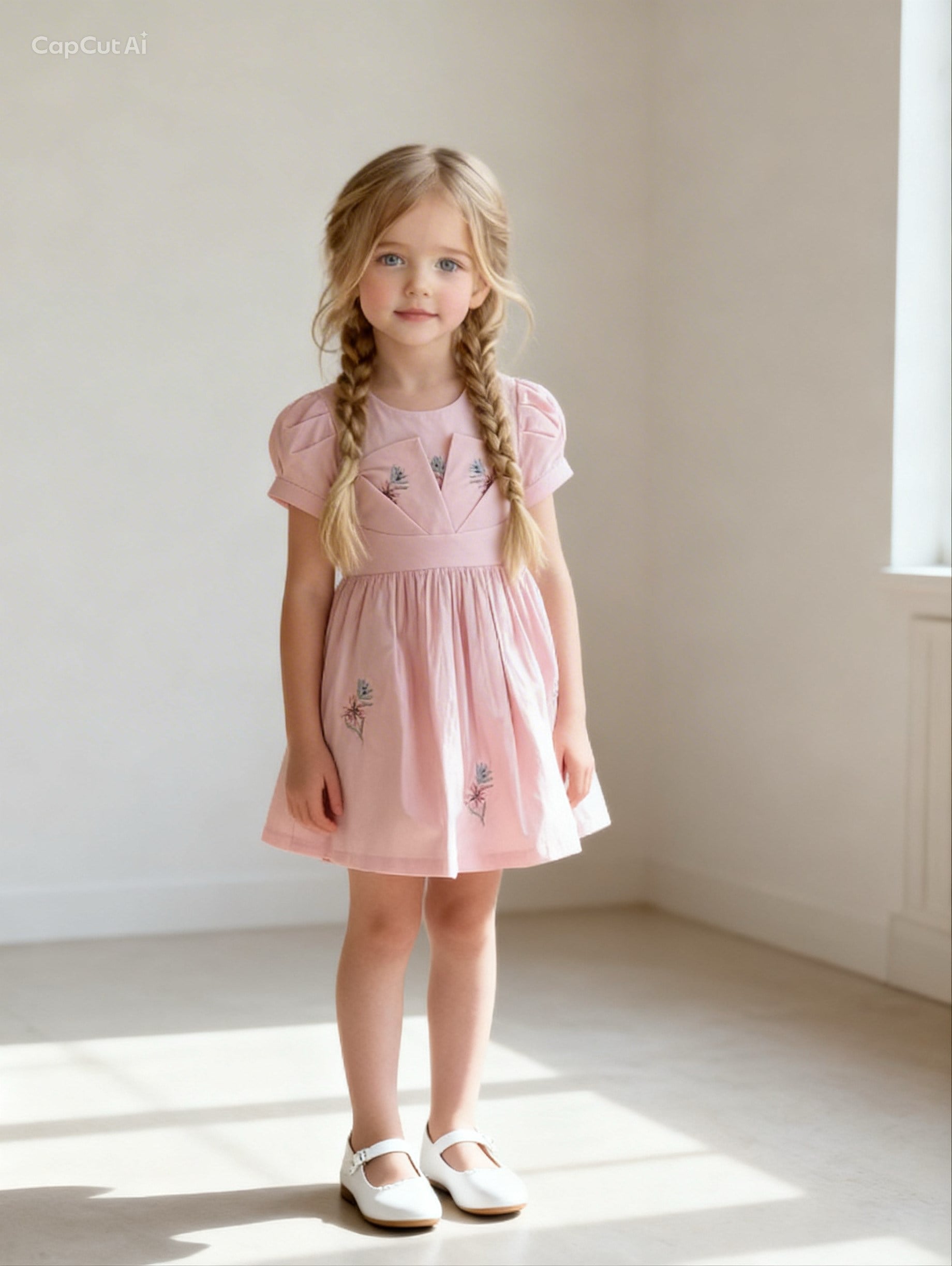 Olivia Astarlı  Elbise - Pudra (4yaş-8 yaş)