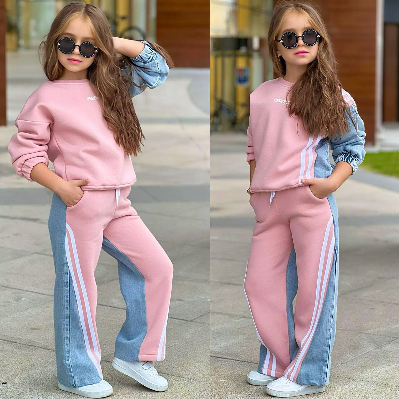 Perfect Jean Şeritli Takım -Pembe (5-14 yaş)